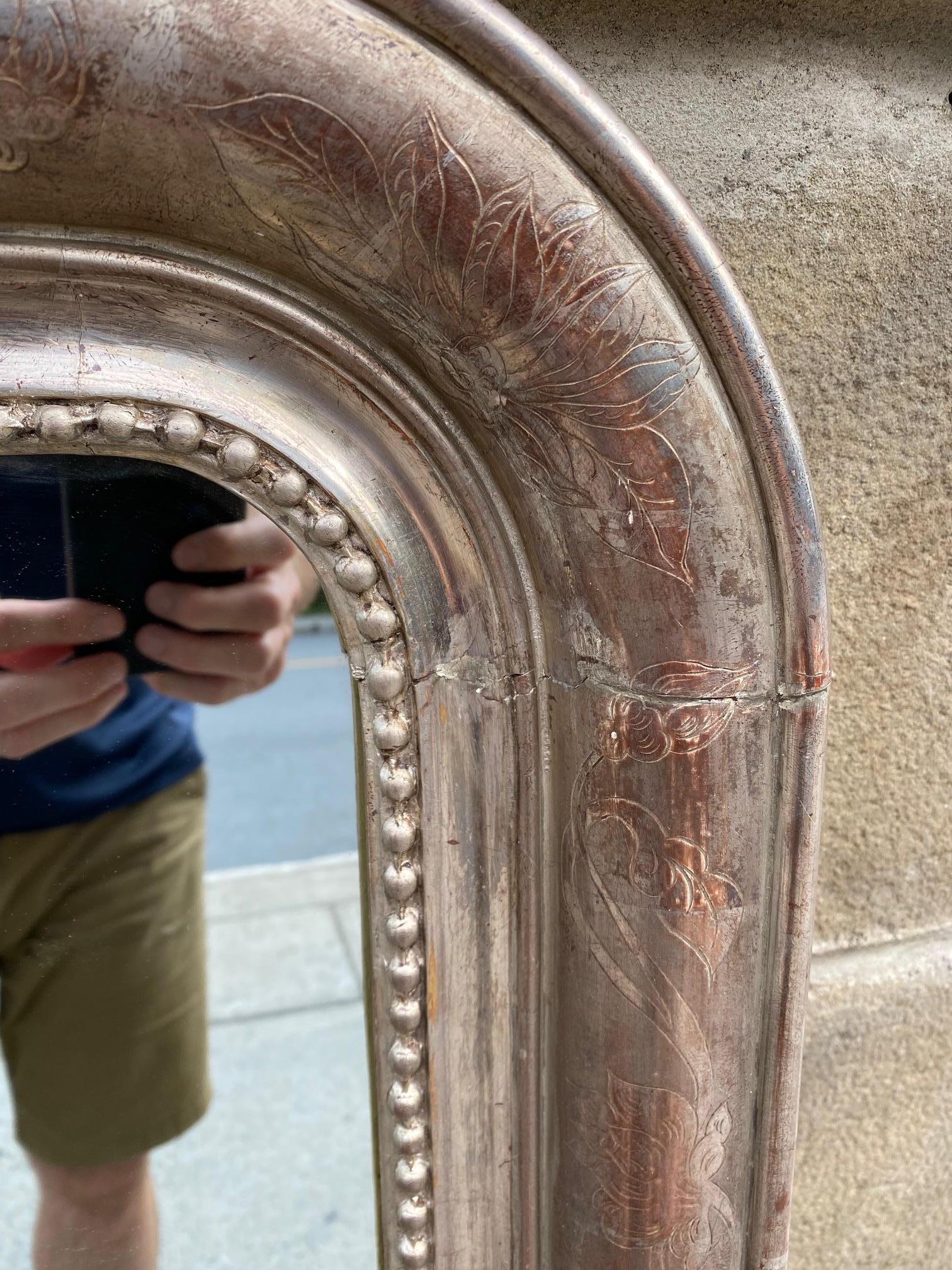 Pair of Silvered Leaf Louis Philippe Style Mirrors For Sale 2