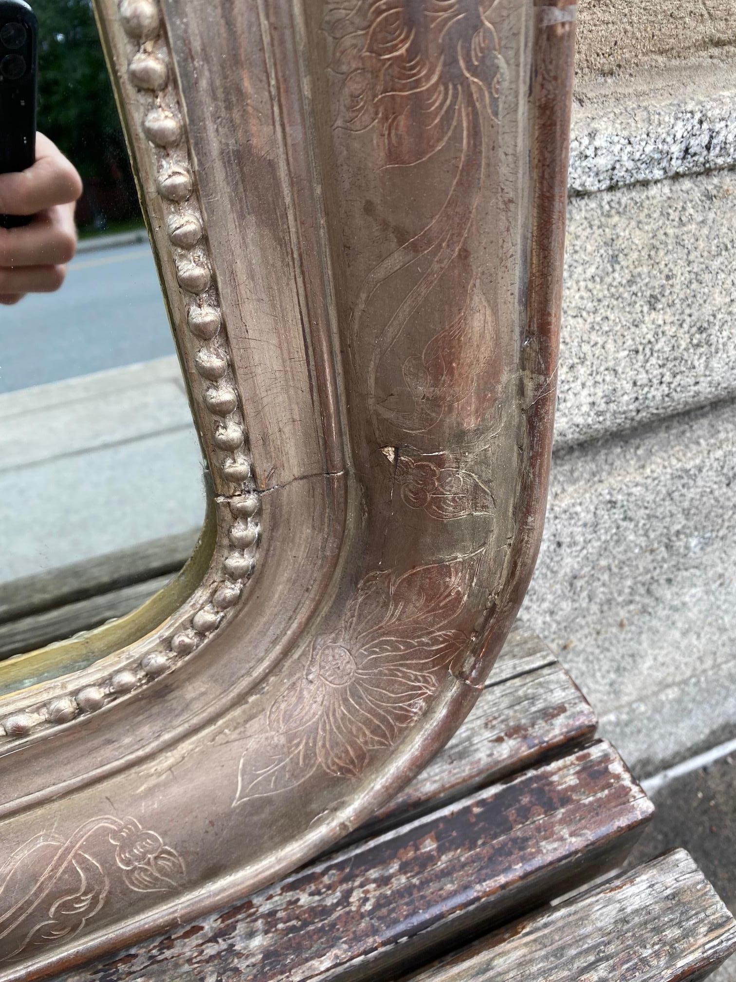 Pair of Silvered Leaf Louis Philippe Style Mirrors For Sale 3