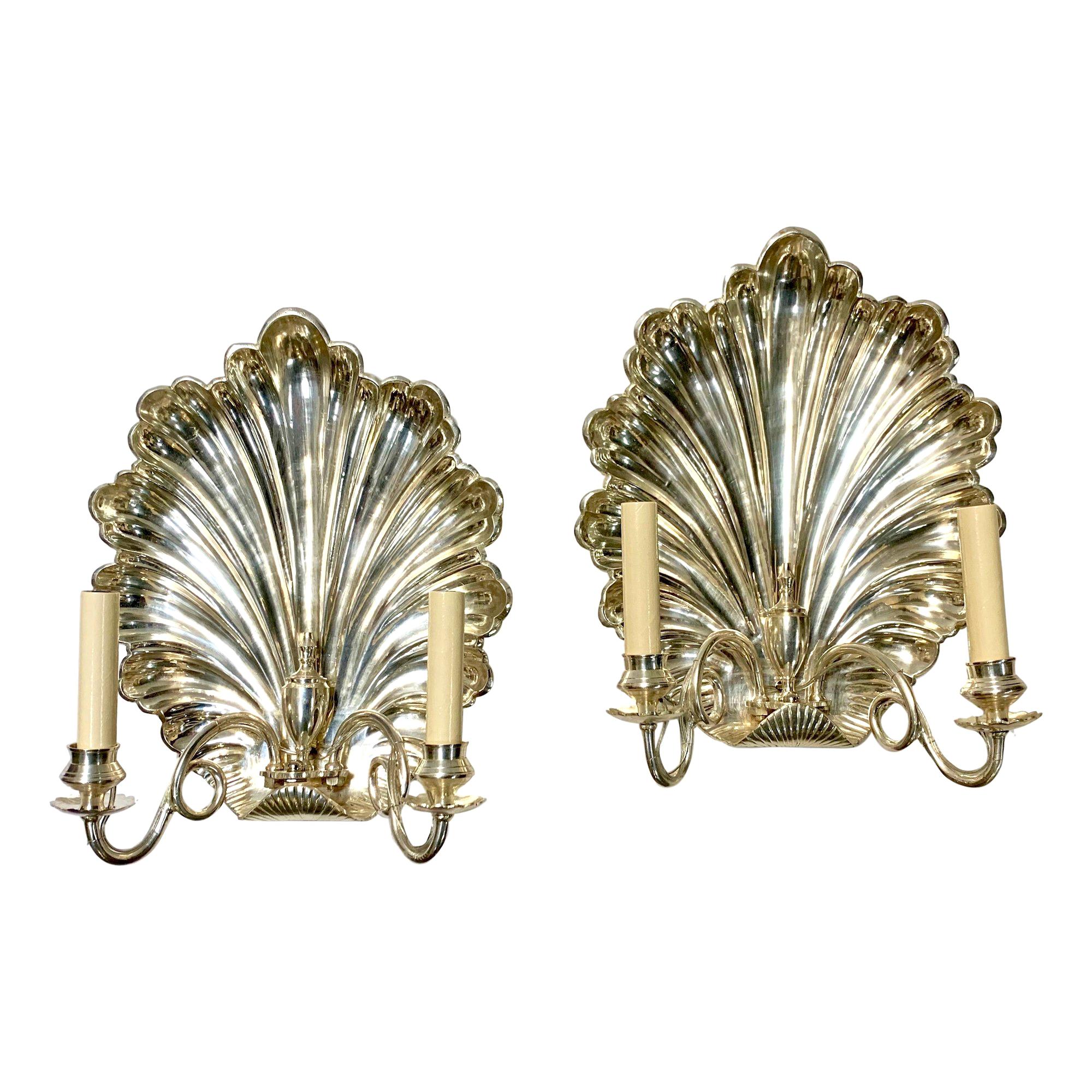 Set of 4 Silvered Shell Sconces. Sold per pair 