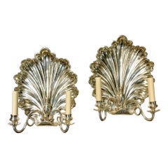 Set of 4 Silvered Shell Sconces. Sold per pair