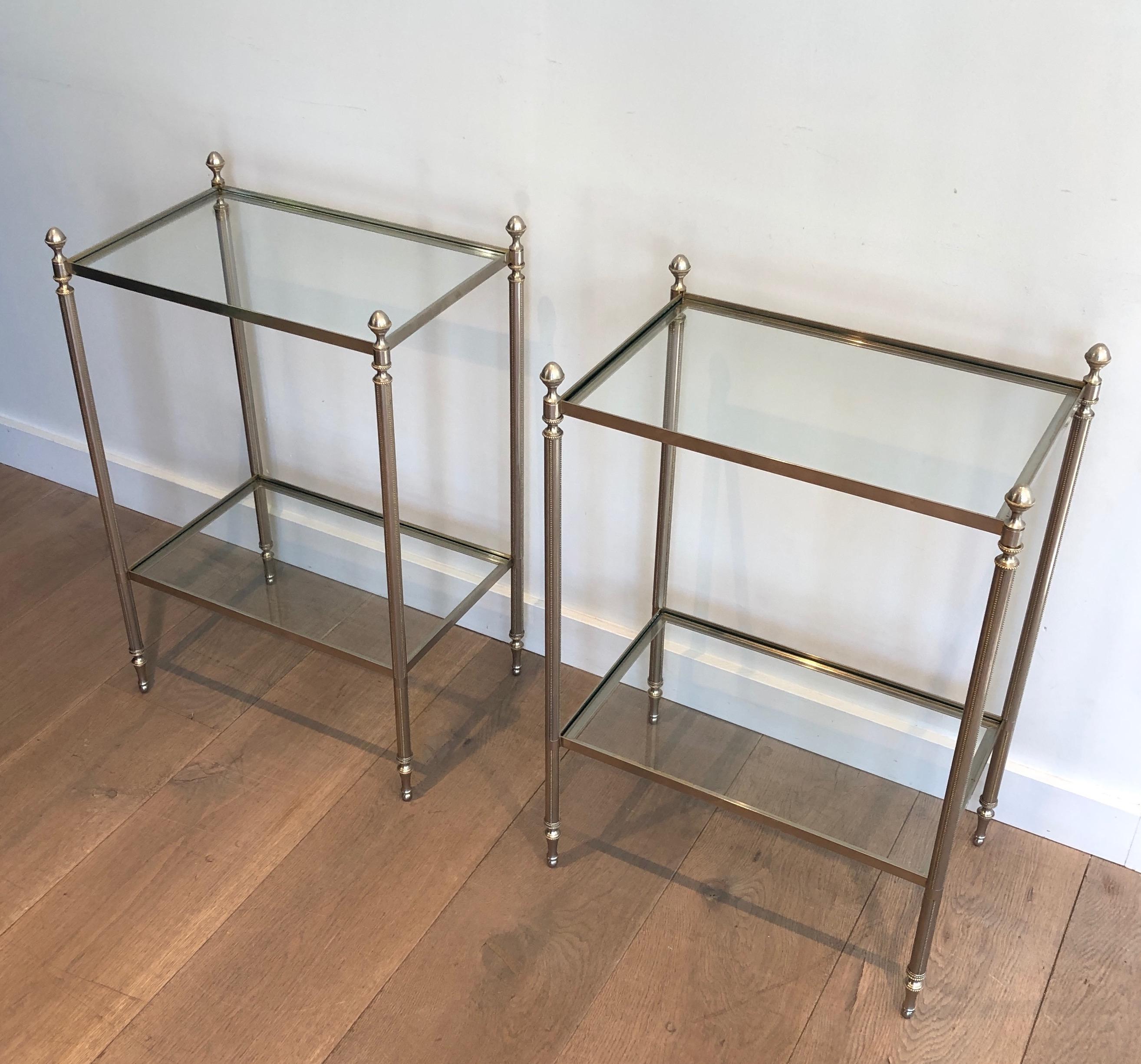 Pair of Silvered Side Tables in the Style of Maison Jansen For Sale 6
