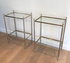 Pair of Silvered Side Tables in the Style of Maison Jansen