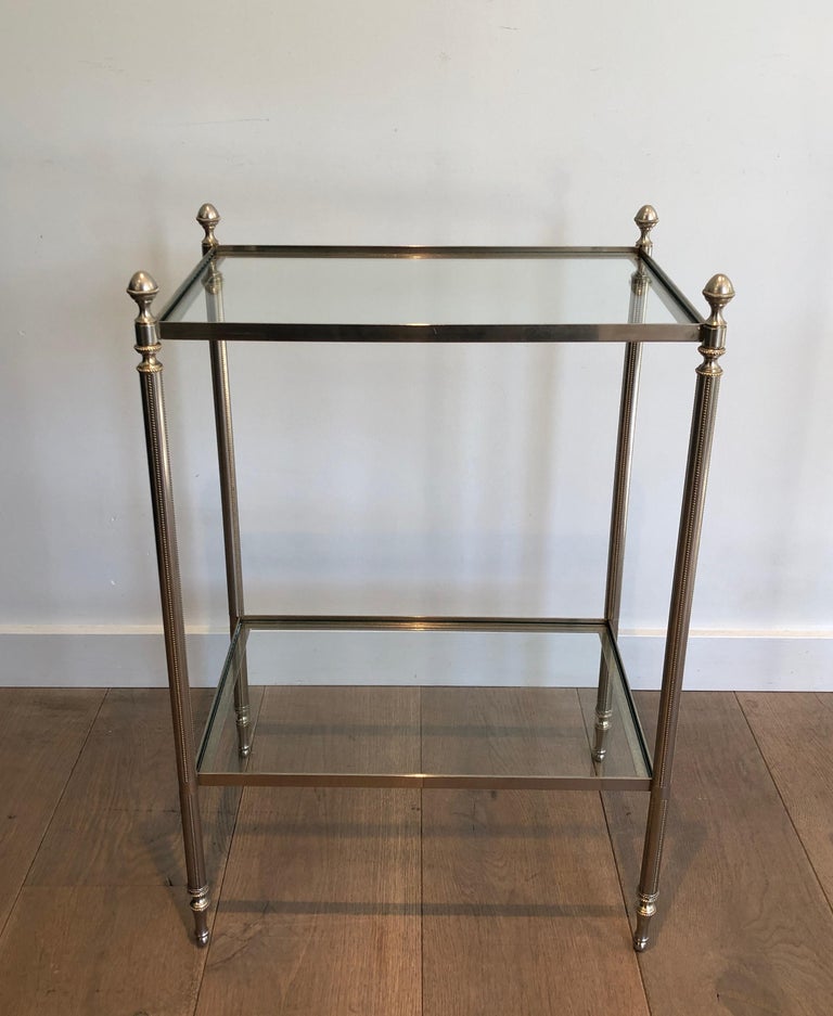 Mid-20th Century Pair of Silvered Side Tables in the Style of Maison Jansen For Sale