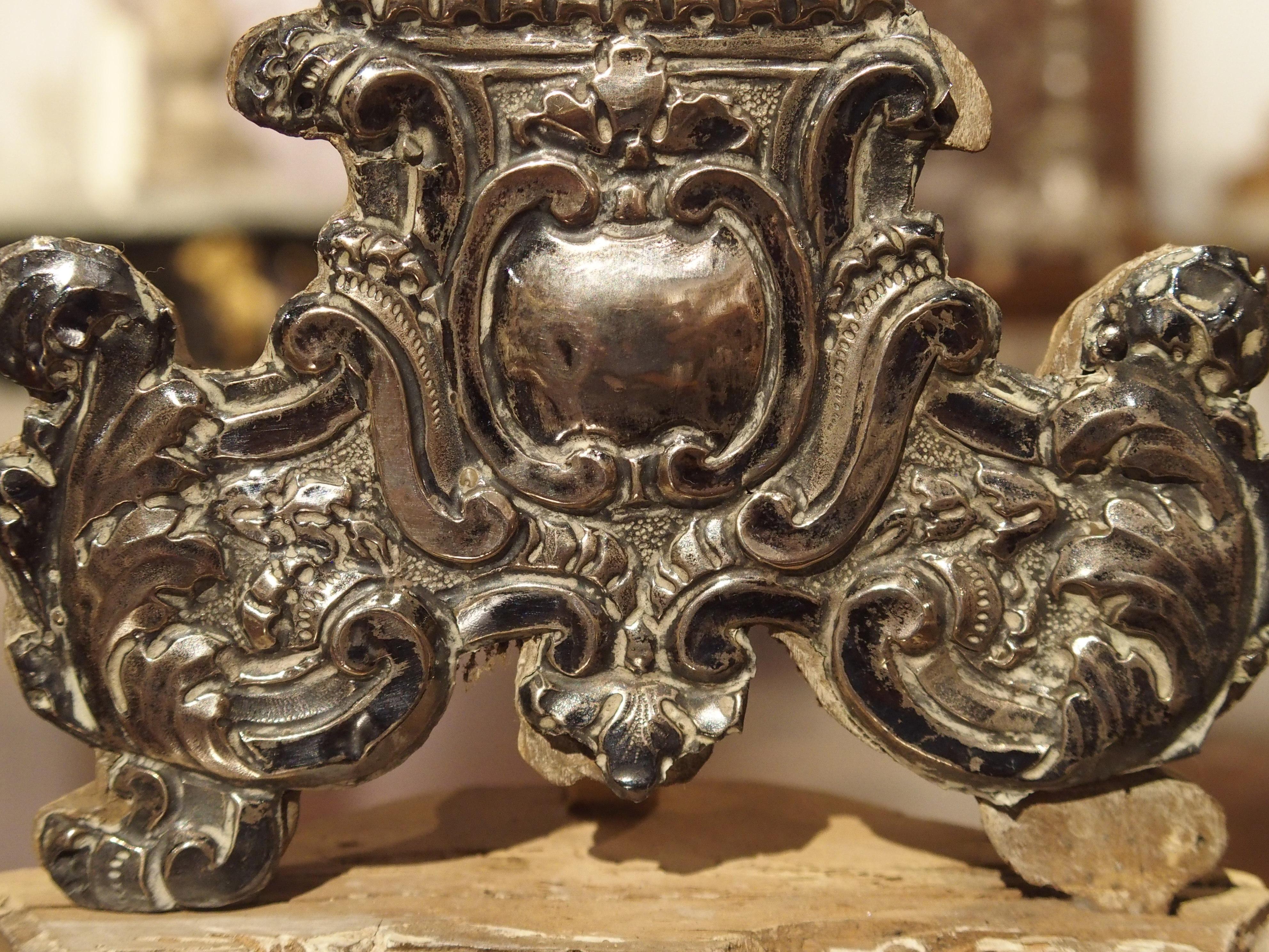 Pair of Silvered Wooden Reliquaries from France, Circa 1750 For Sale 14