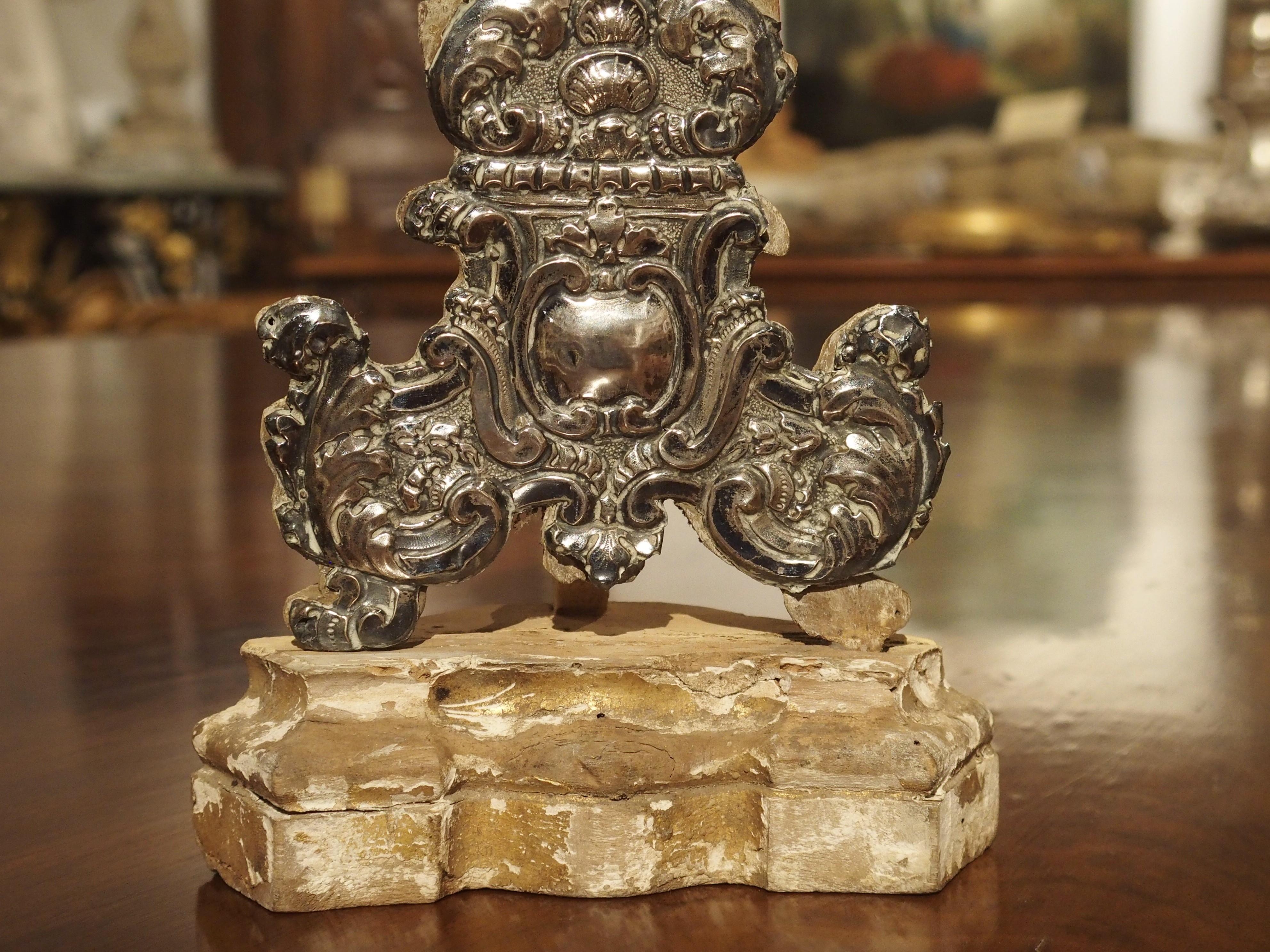French Pair of Silvered Wooden Reliquaries from France, Circa 1750 For Sale