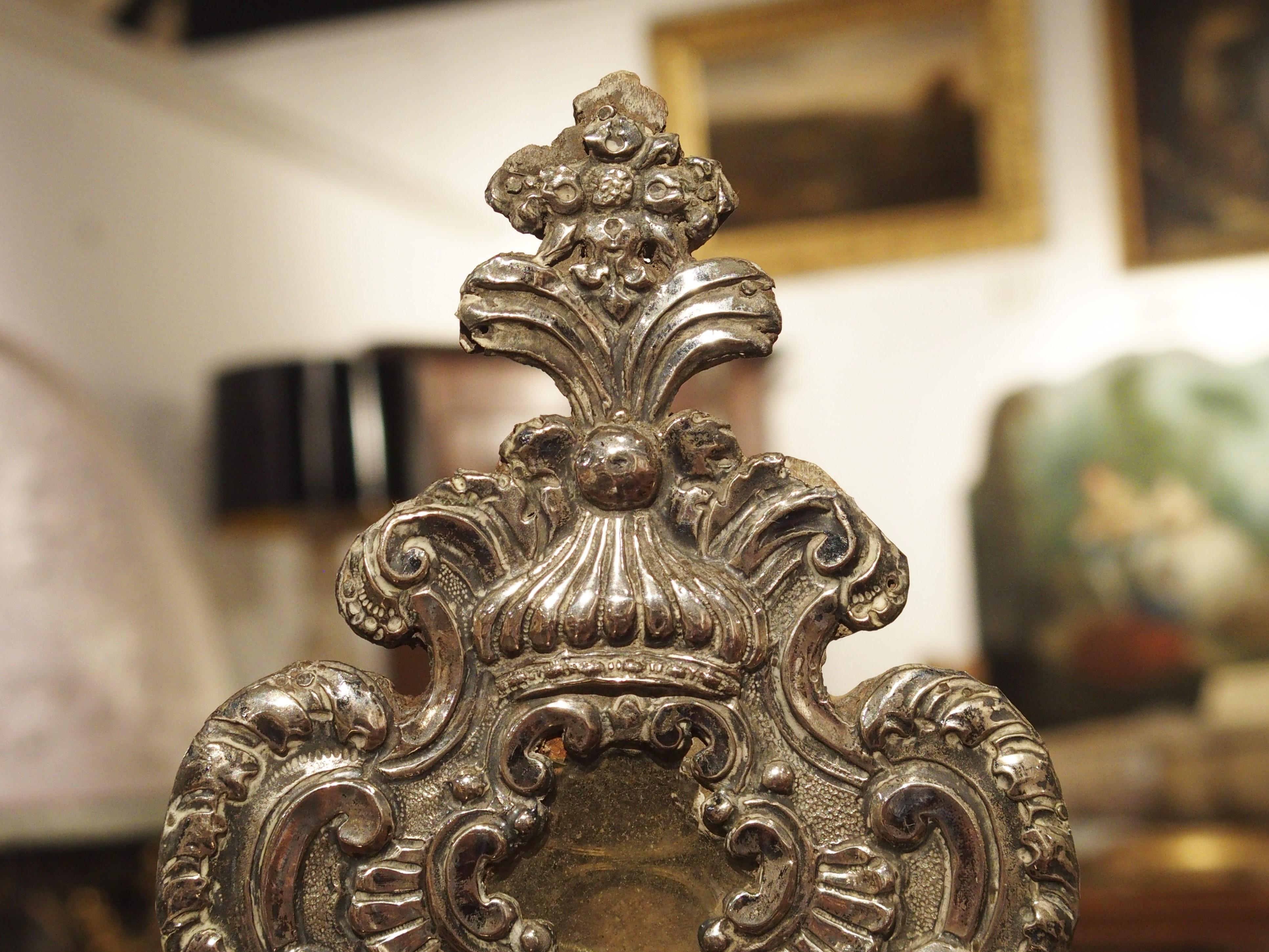 18th Century Pair of Silvered Wooden Reliquaries from France, Circa 1750 For Sale
