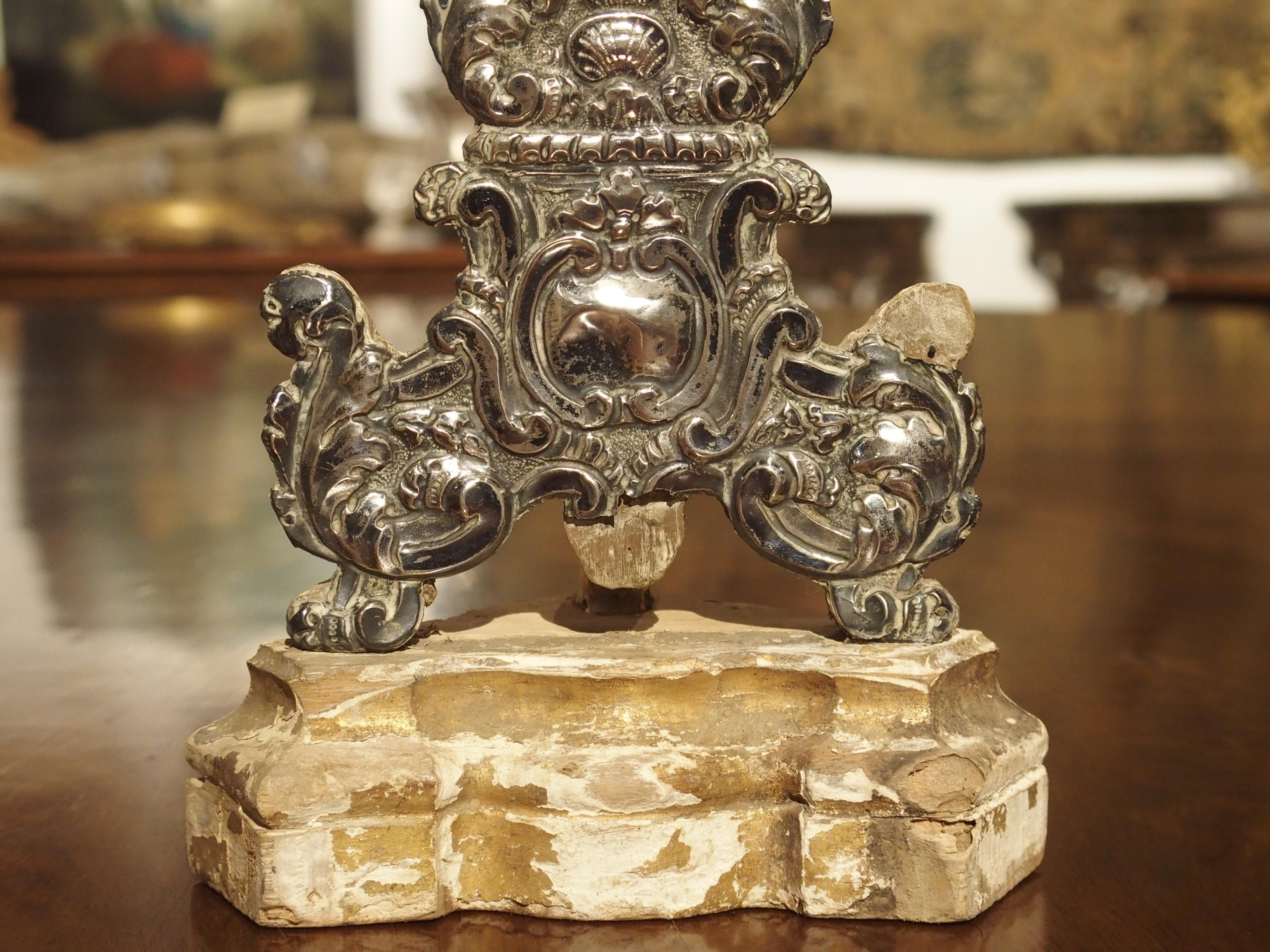 Pair of Silvered Wooden Reliquaries from France, Circa 1750 For Sale 1