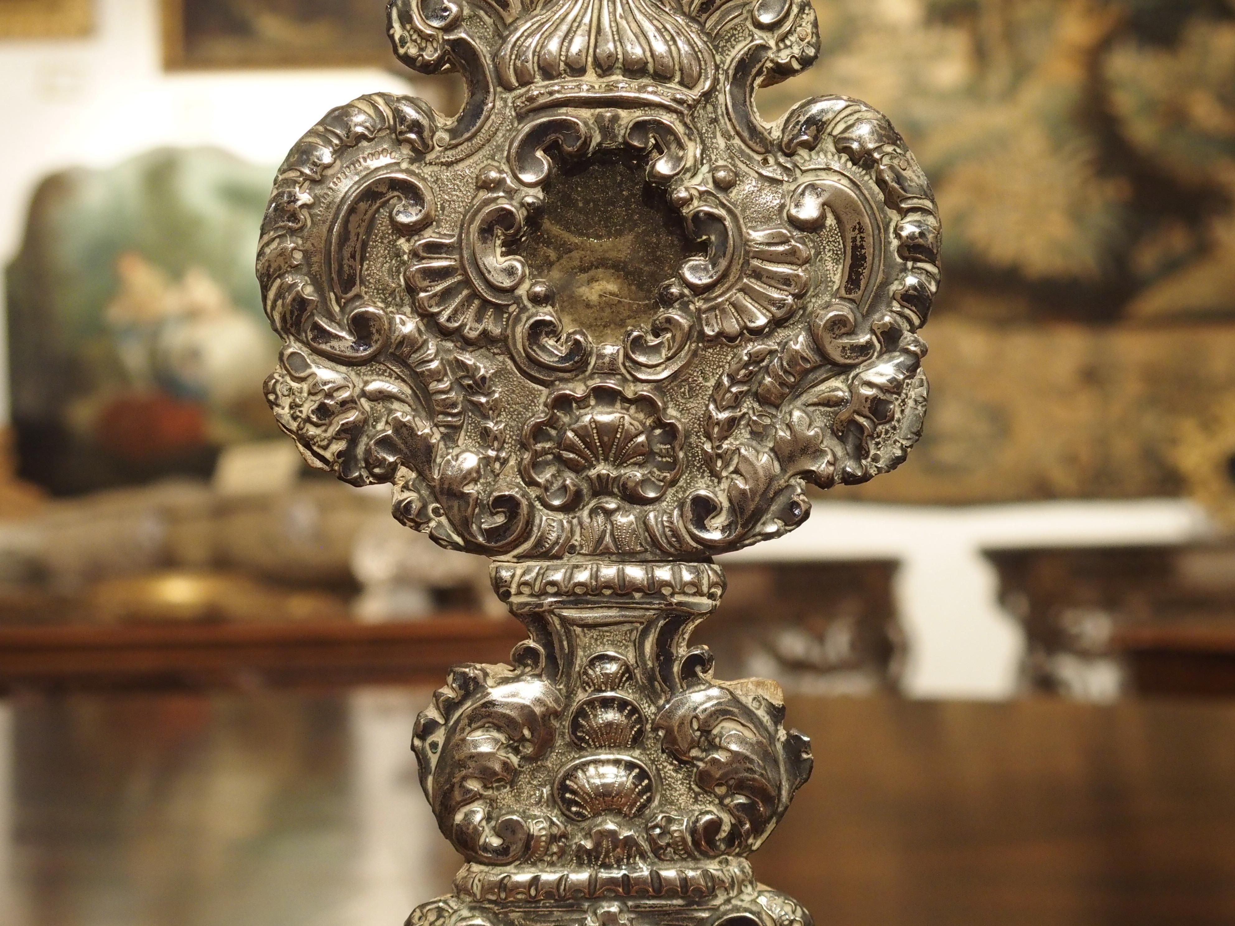 Pair of Silvered Wooden Reliquaries from France, Circa 1750 For Sale 2