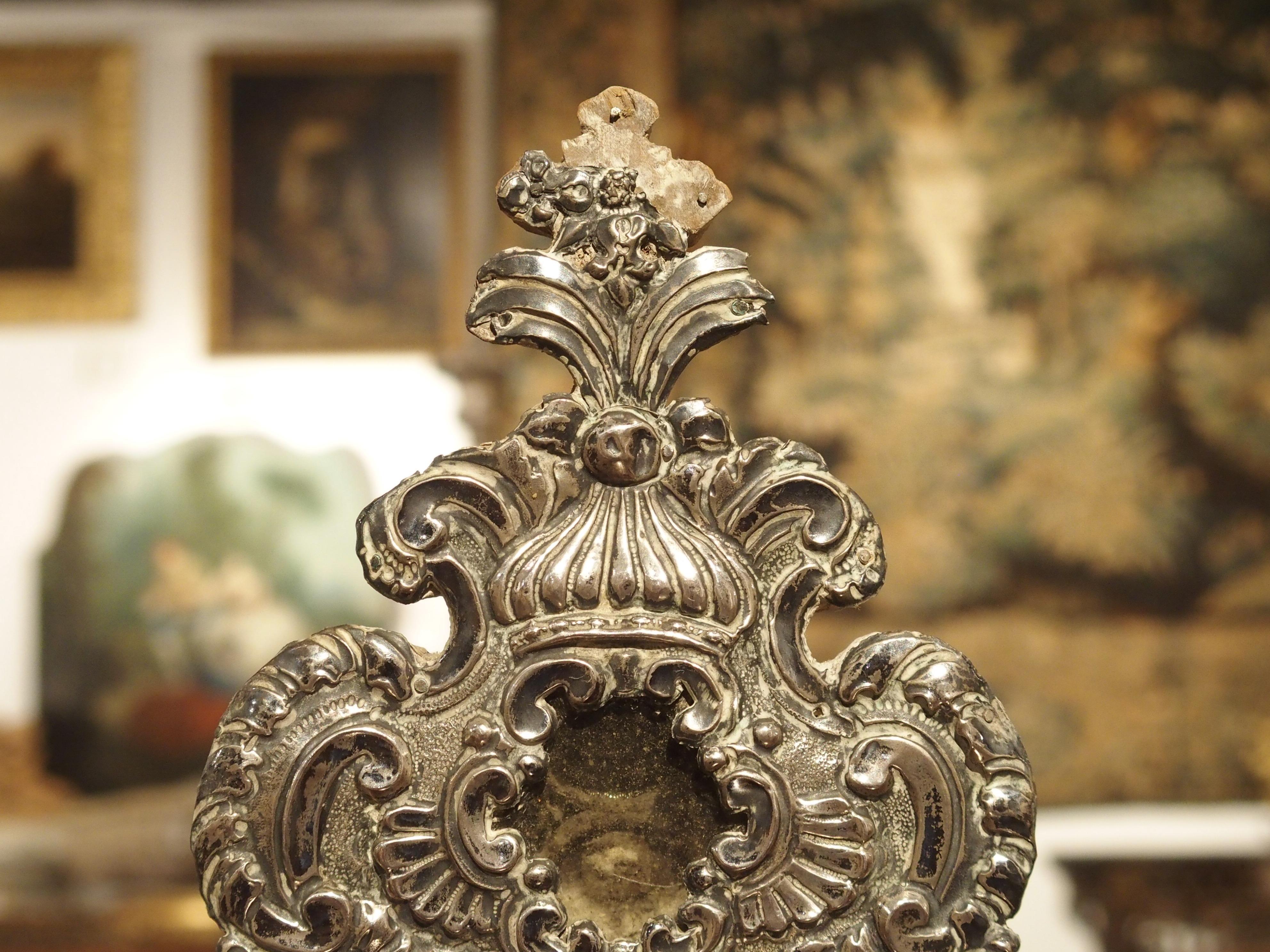 Pair of Silvered Wooden Reliquaries from France, Circa 1750 For Sale 3