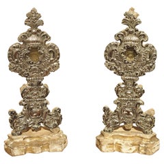 Pair of Silvered Wooden Reliquaries from France, Circa 1750