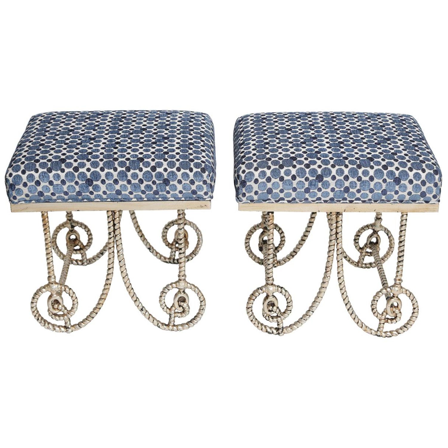 Pair Of Silvergilt Metal Benches With Scrolling Legs For Sale At