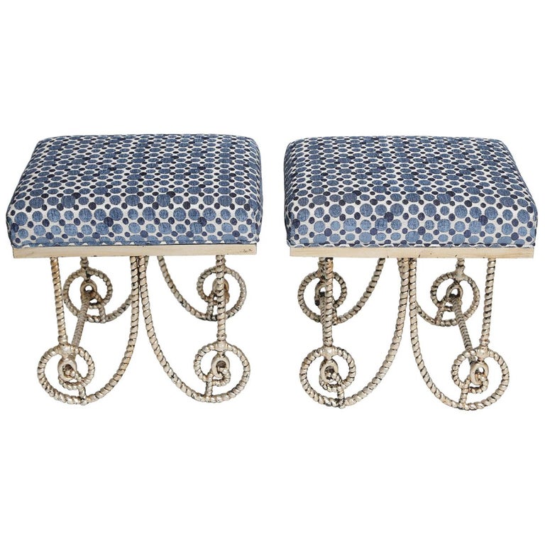 Pair Of Silvergilt Metal Benches With Scrolling Legs For Sale At