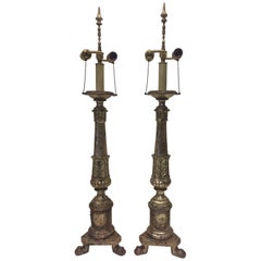 Pair of Silver Leaf Baroque Table Lamps