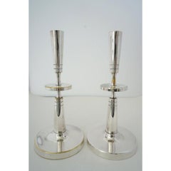 Pair of Silverplate Candlesticks by Tommi Parzinger for Mueck-Cary