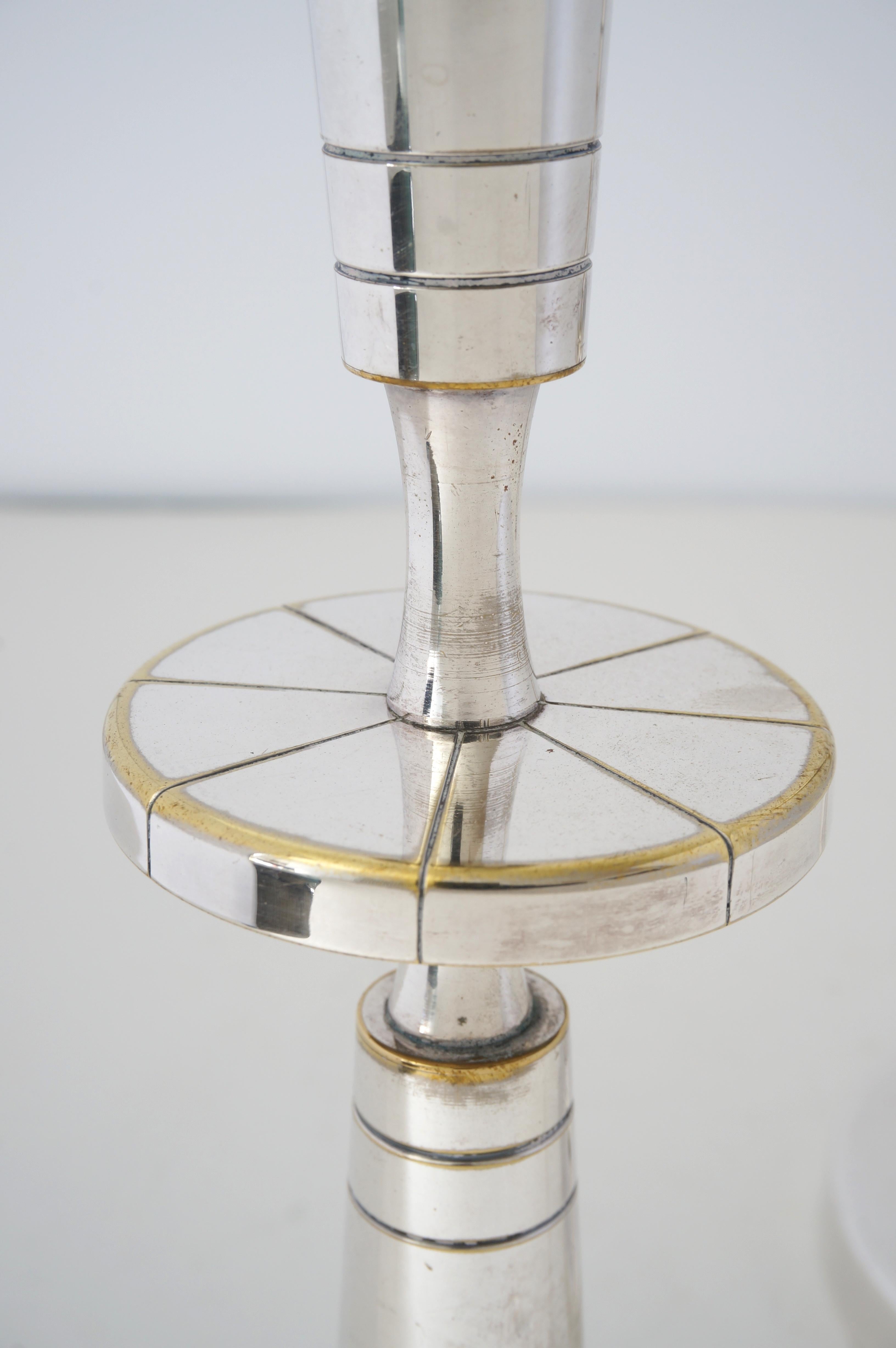 Pair of Silverplate Candlesticks by Tommi Parzinger for Mueck-Cary In Good Condition In West Palm Beach, FL