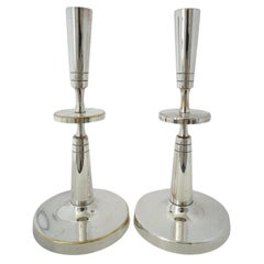 Vintage Pair of Silverplate Candlesticks by Tommi Parzinger for Mueck-Cary