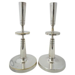 Pair of Silverplate Candlesticks by Tommi Parzinger for Mueck-Cary