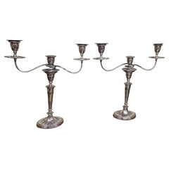 Pair of Silverplate Convertible Three-Light Candelabra