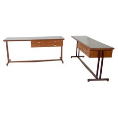 pair of Silvio Cavatorta large consolle tables, dressing tables, 1950