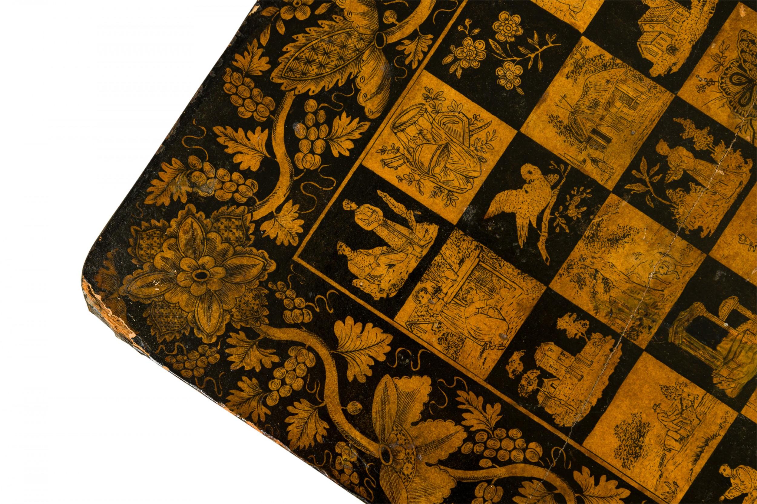 Paar ähnliche englische Schachtische aus schwarzem und vergoldetem Holz im Regency-Stil im Zustand „Gut“ im Angebot in New York, NY
