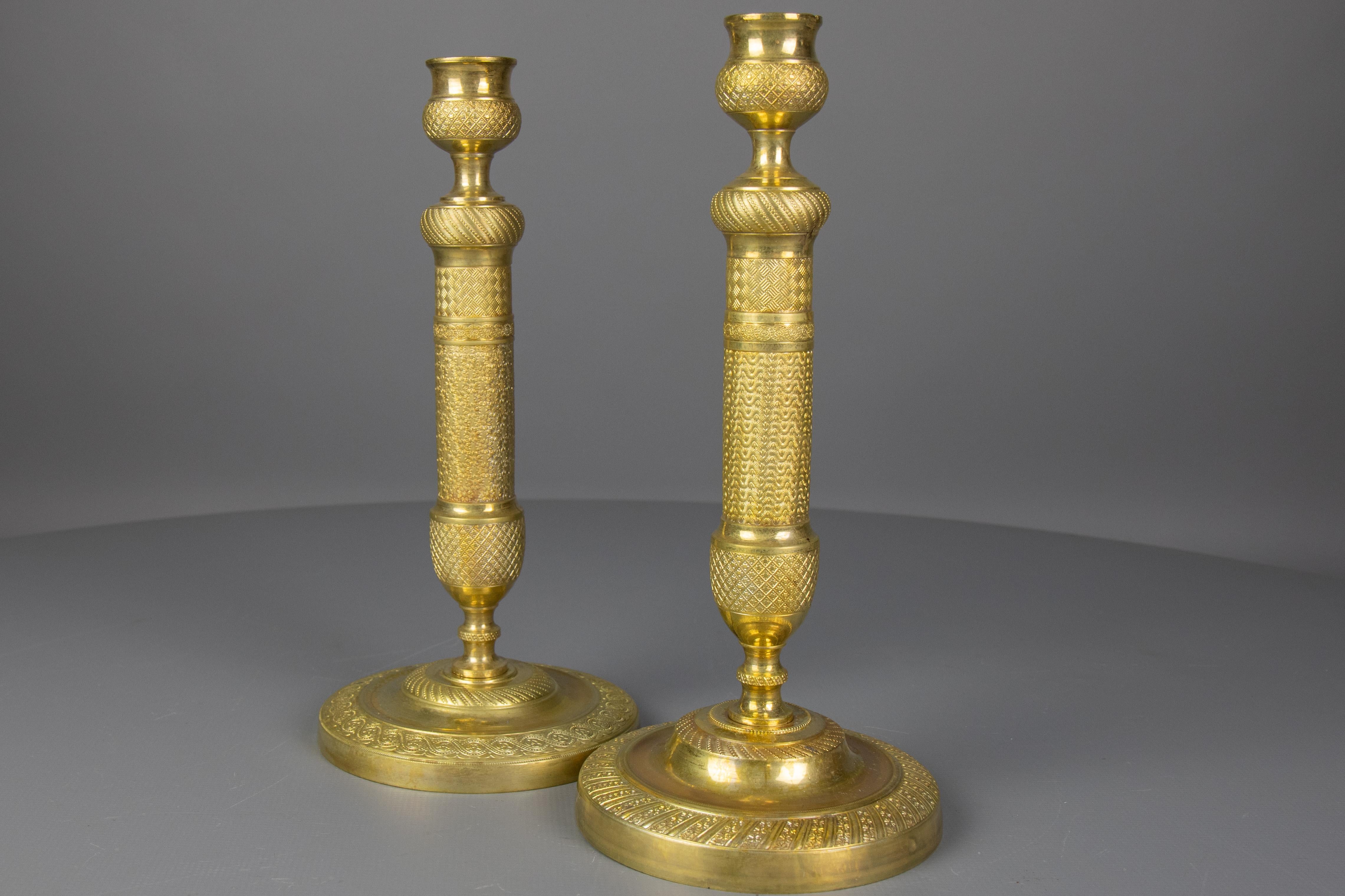 Pair of Similar French Louis XVI Style Brass Candlesticks, 1920s For Sale 8