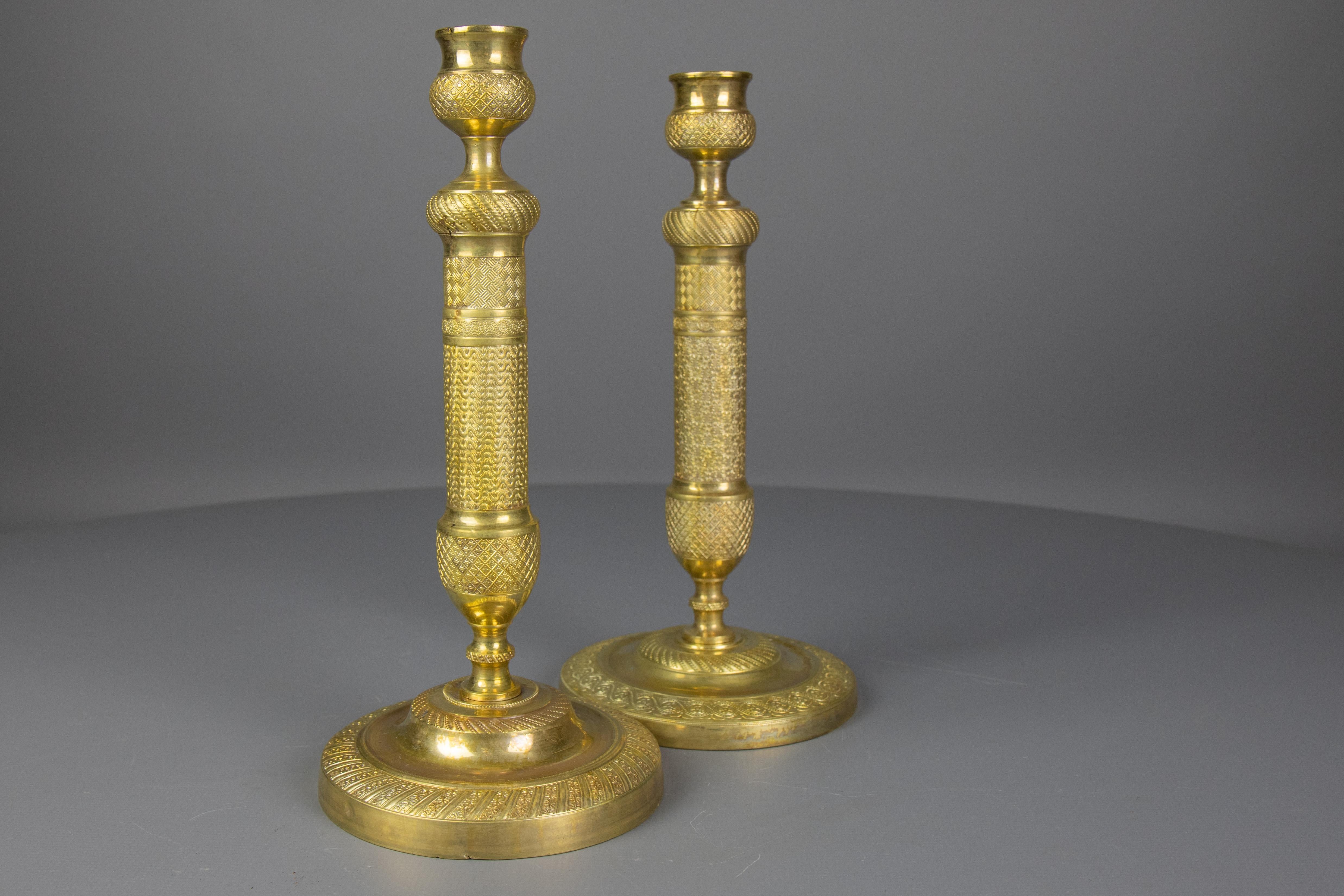 Pair of Similar French Louis XVI Style Brass Candlesticks, 1920s For Sale 9