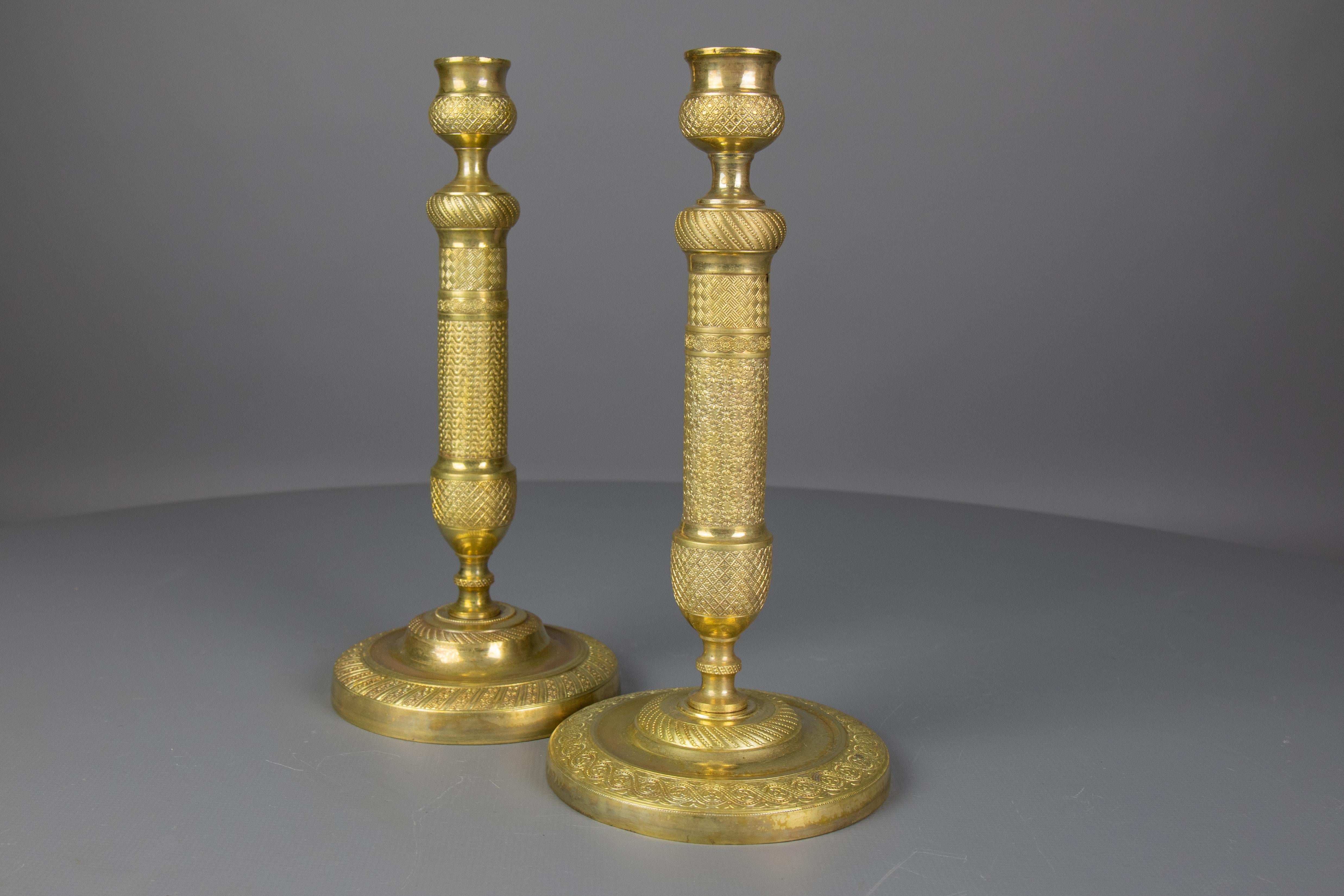 Pair of Similar French Louis XVI Style Brass Candlesticks, 1920s For Sale 10