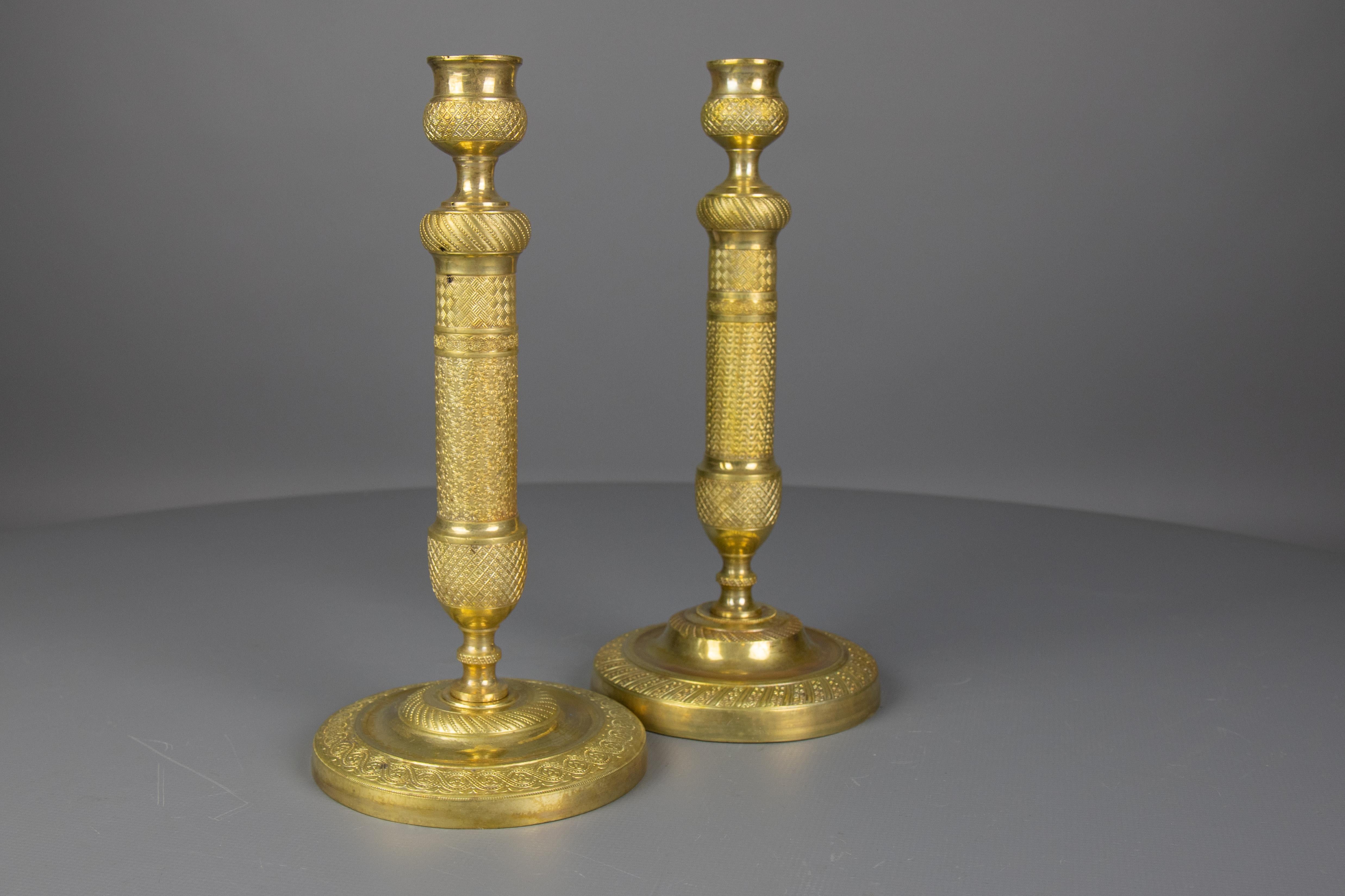 Pair of Similar French Louis XVI Style Brass Candlesticks, 1920s For Sale 11