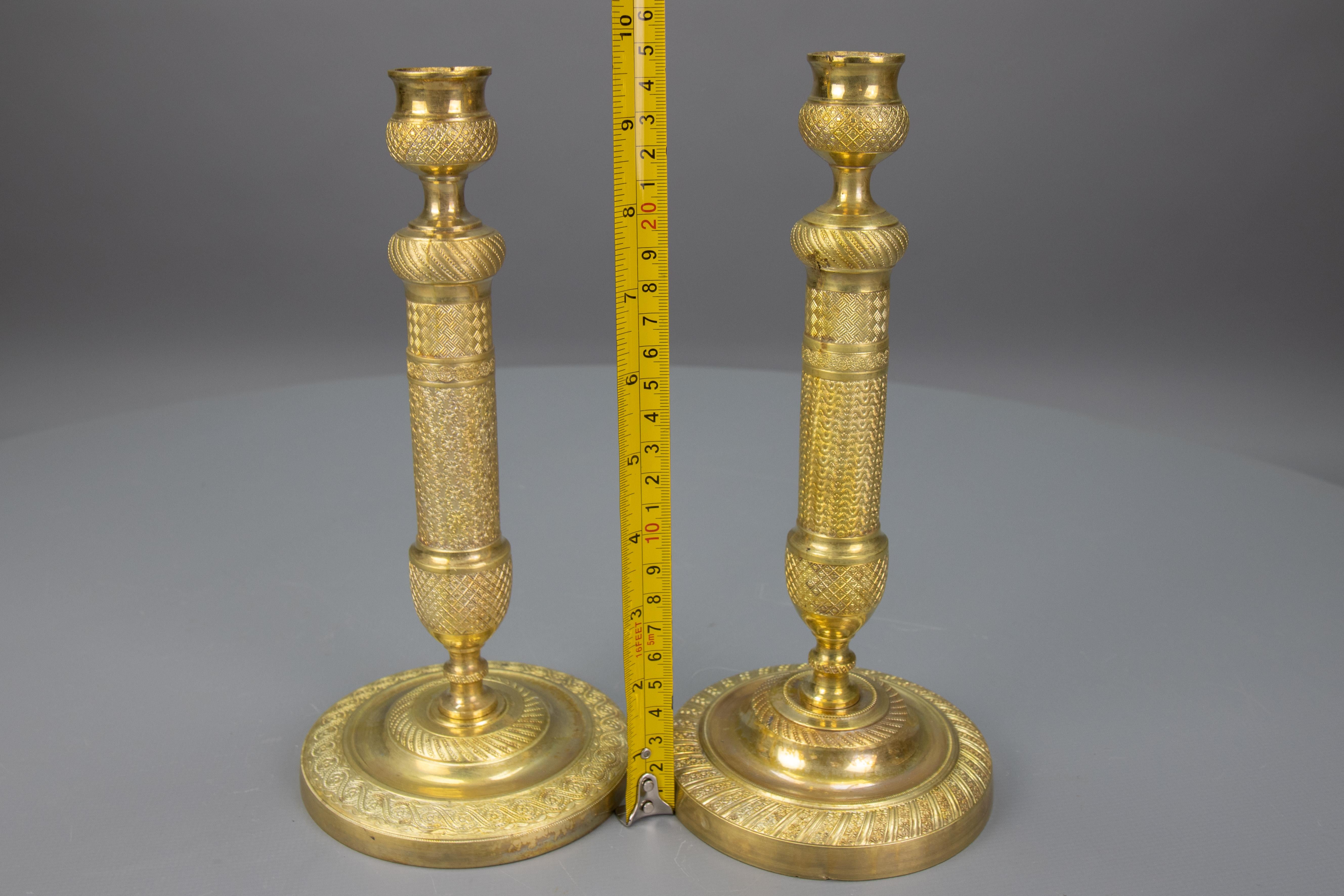 Pair of Similar French Louis XVI Style Brass Candlesticks, 1920s For Sale 13
