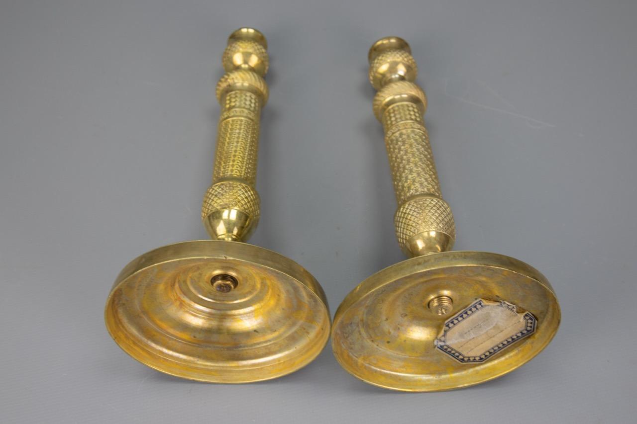 Pair of Similar French Louis XVI Style Brass Candlesticks, 1920s For Sale 15