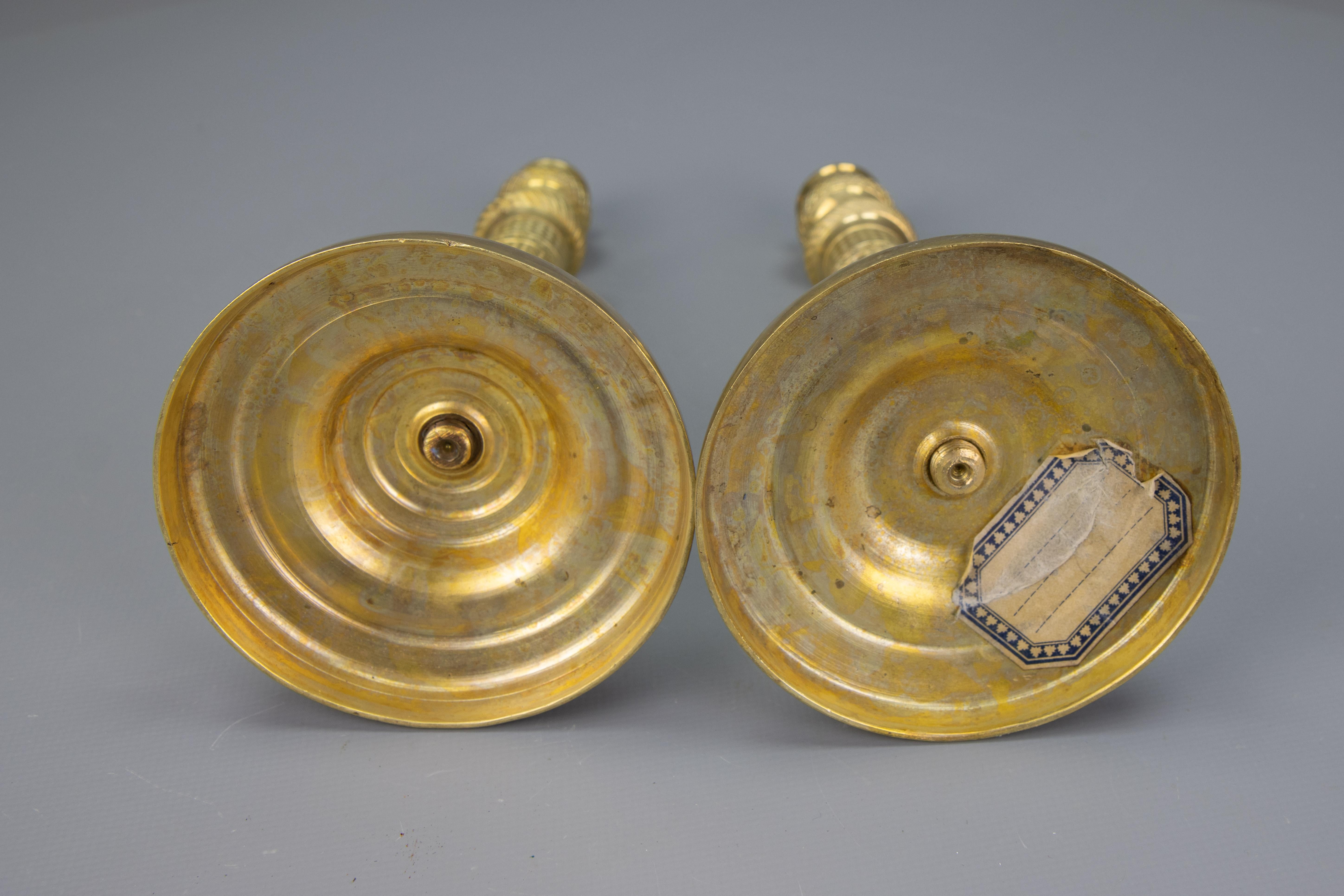 Pair of Similar French Louis XVI Style Brass Candlesticks, 1920s For Sale 16