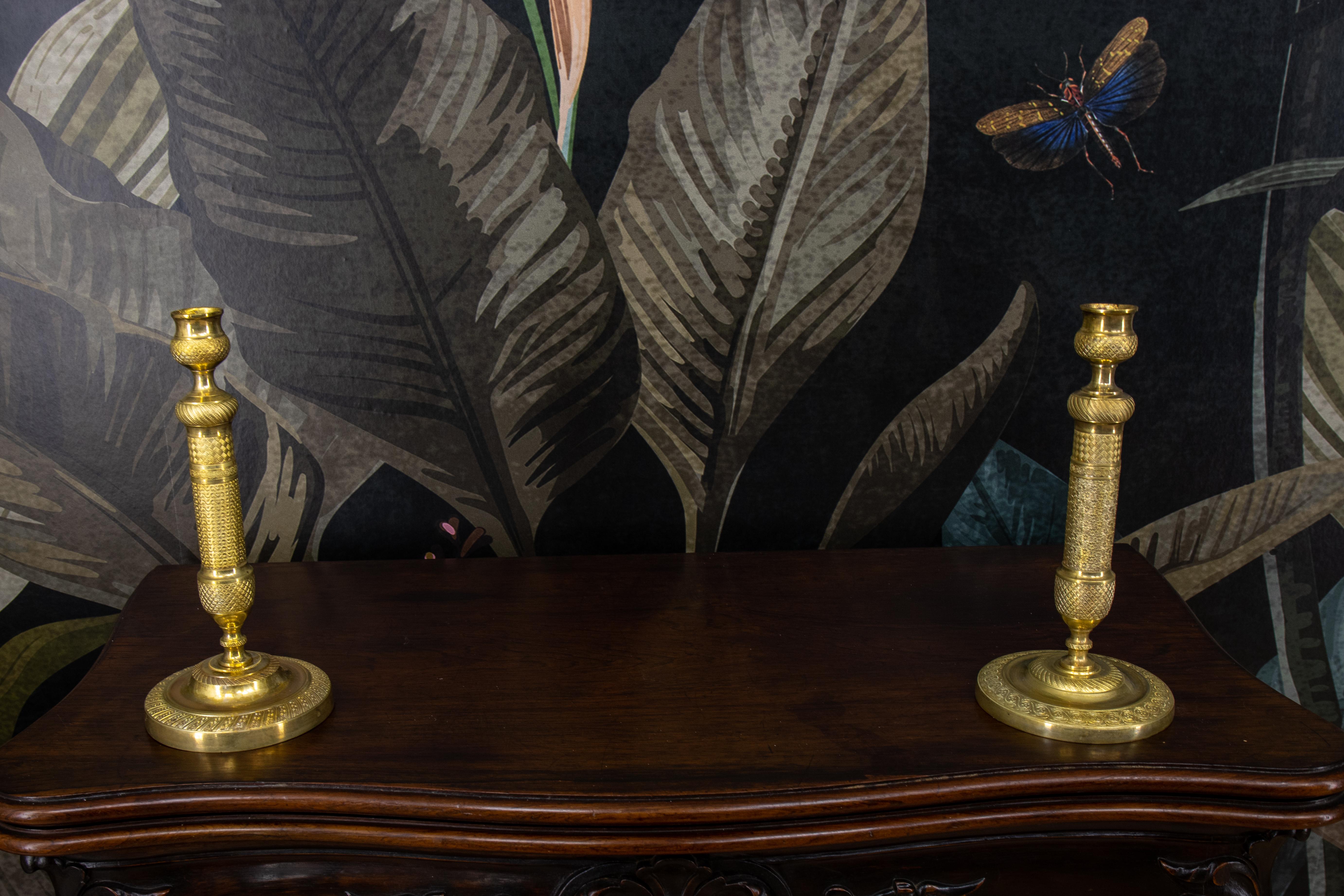 Pair of Similar French Louis XVI Style Brass Candlesticks, 1920s For Sale 1