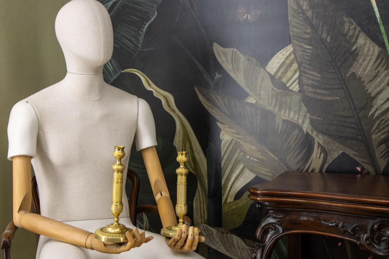 Pair of Similar French Louis XVI Style Brass Candlesticks, 1920s For Sale 4