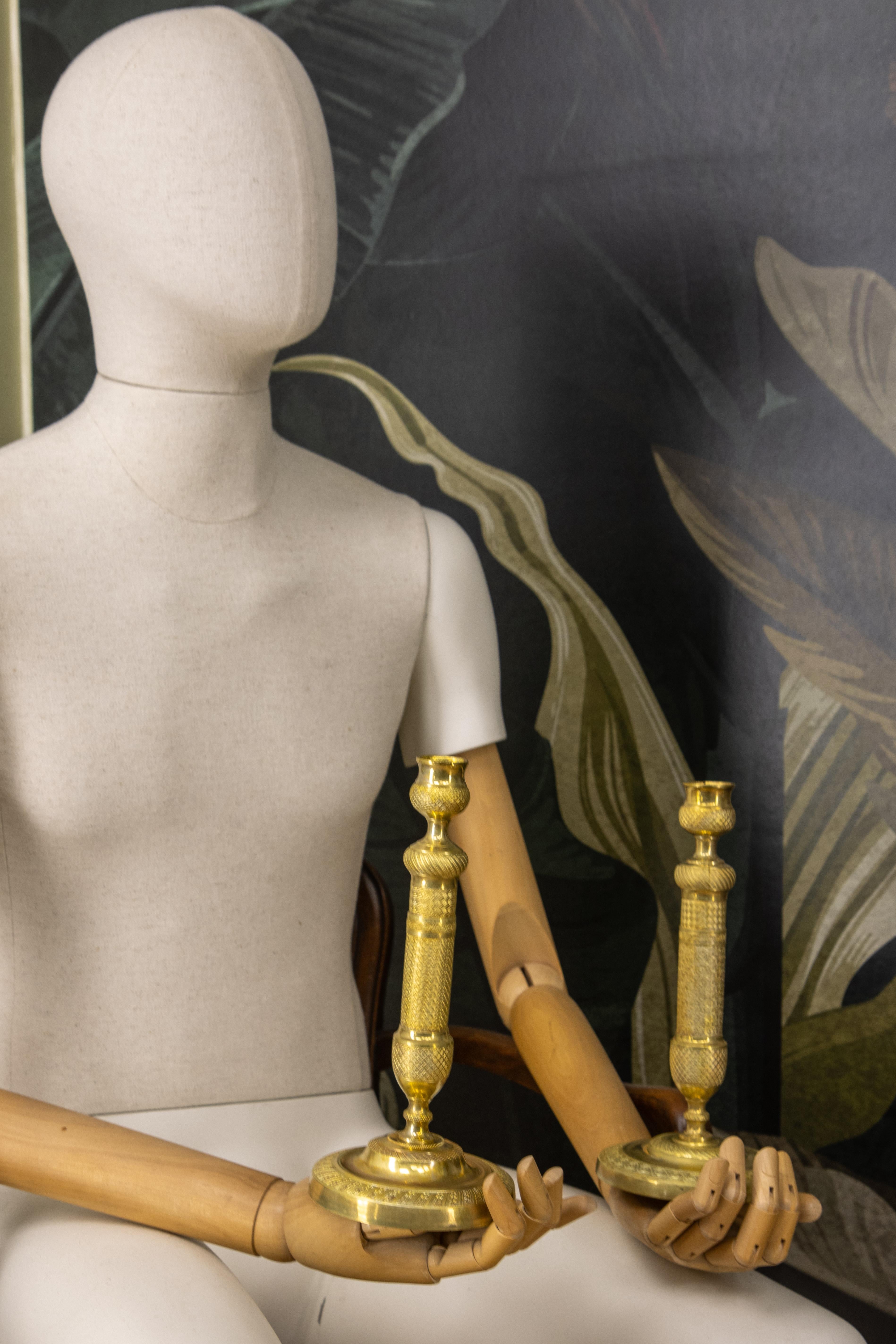 Pair of Similar French Louis XVI Style Brass Candlesticks, 1920s For Sale 5