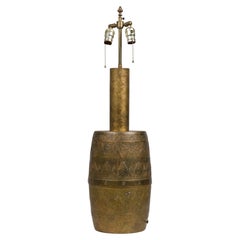 Paire de lampes de bureau similaires à tambour en métal doré marocain de Harvey Probber