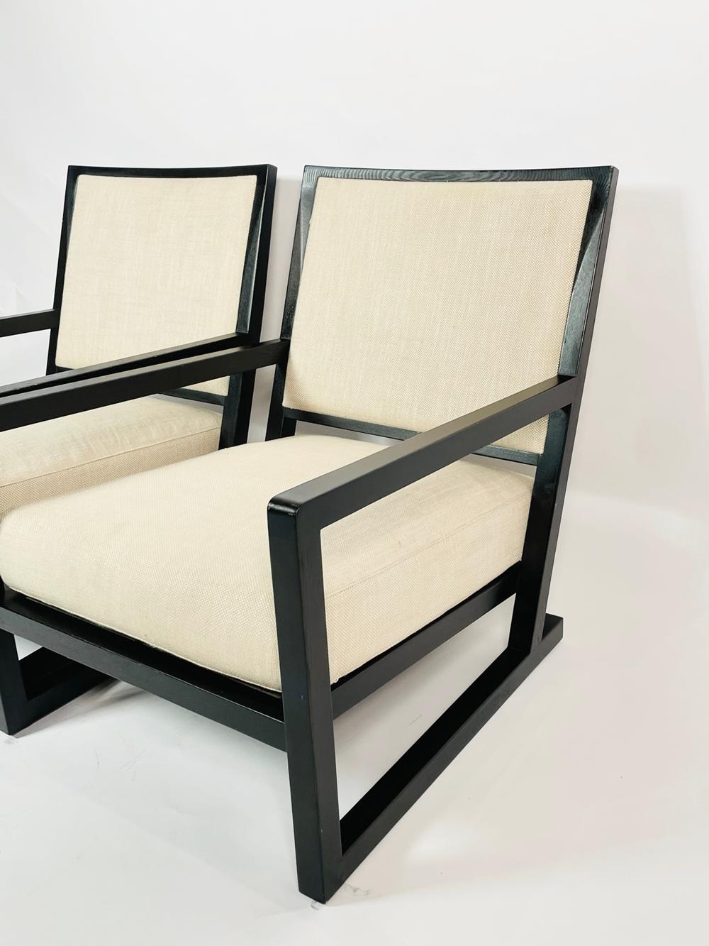 Textile Pair of Simon Lounge Chairs by Camerich For Sale