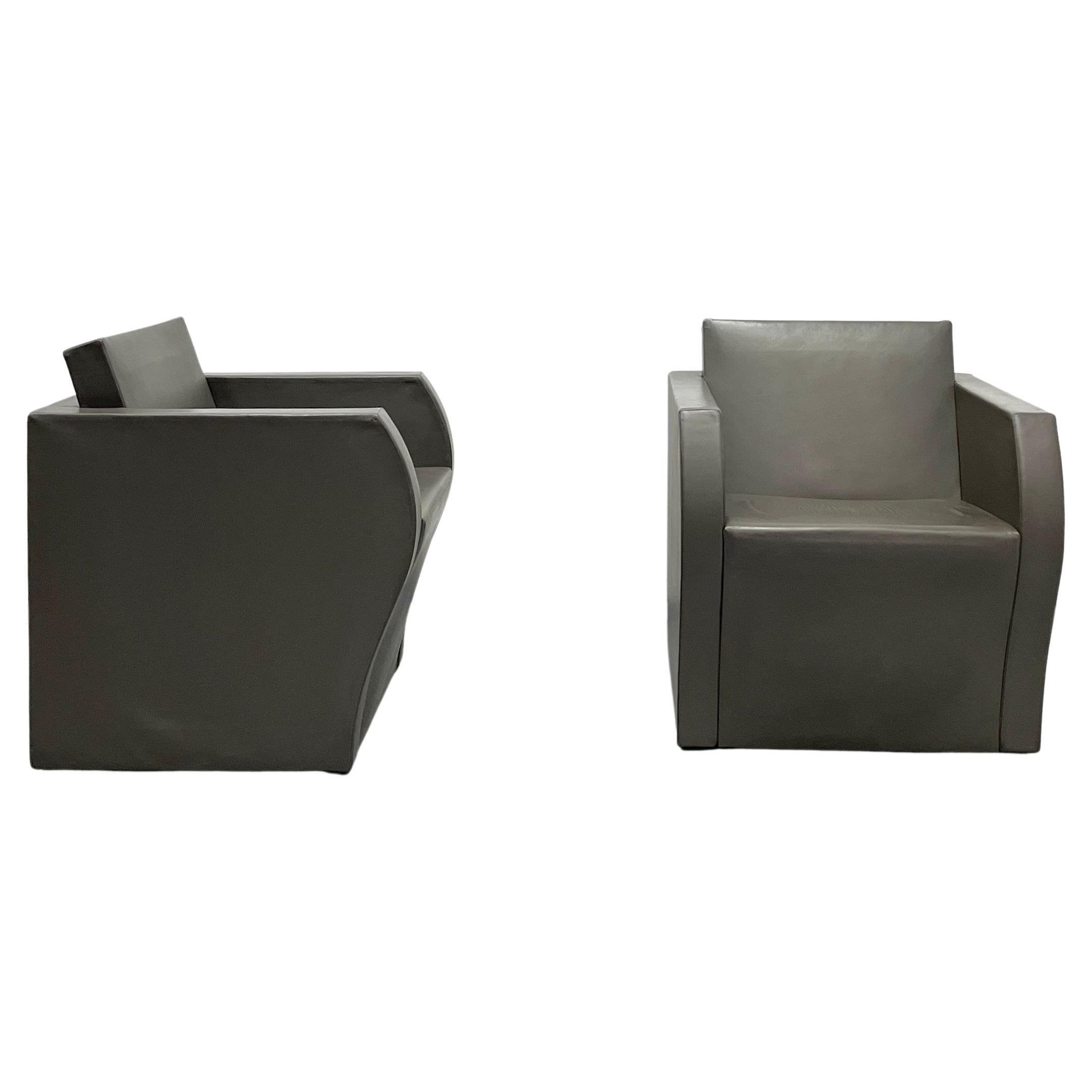 Pair of Simple Bridge Armchairs in Skai by Jean Nouvel, 1991 For Sale