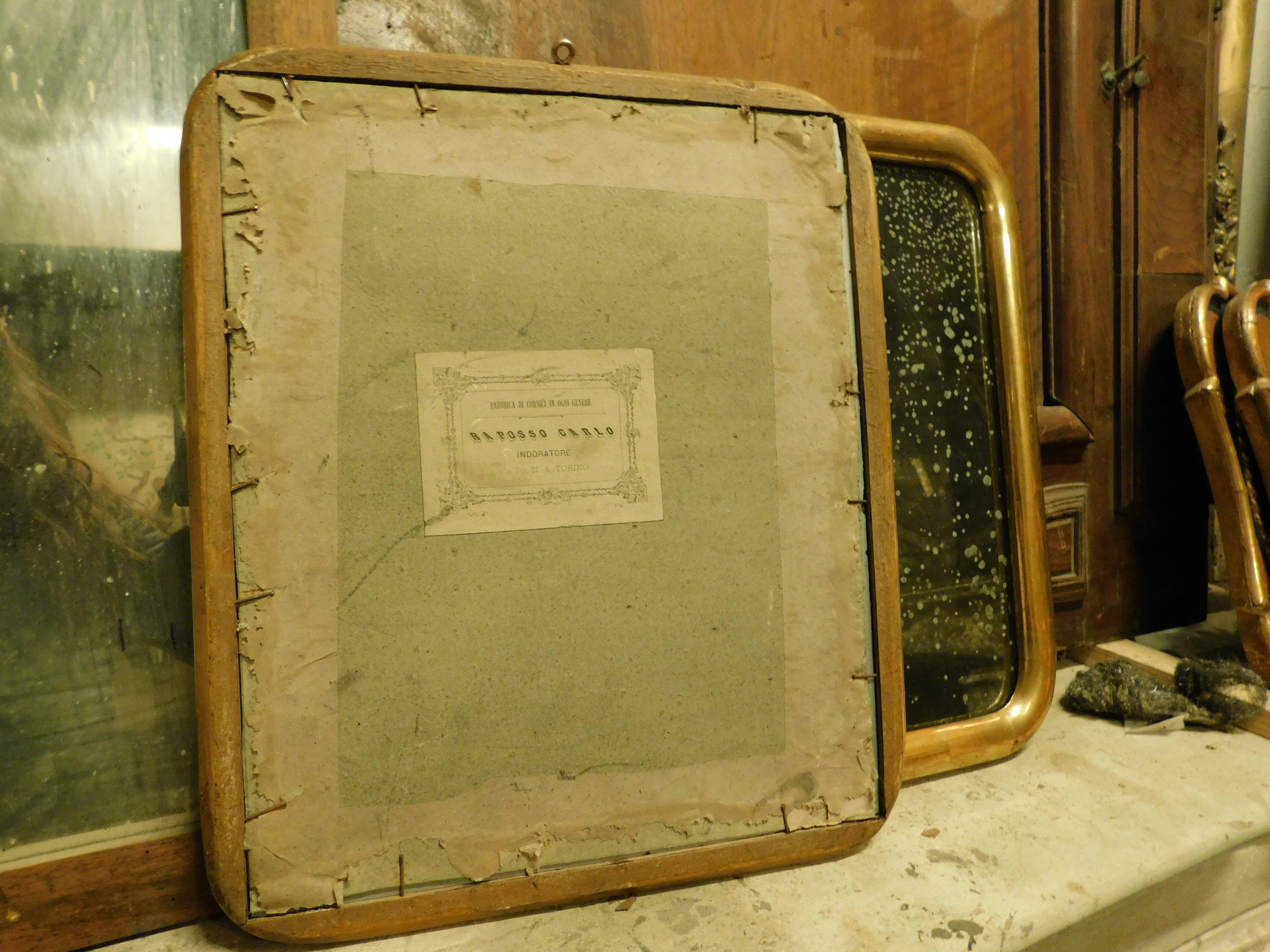 Pair of simple gilded wooden mirrors, Italy For Sale 5