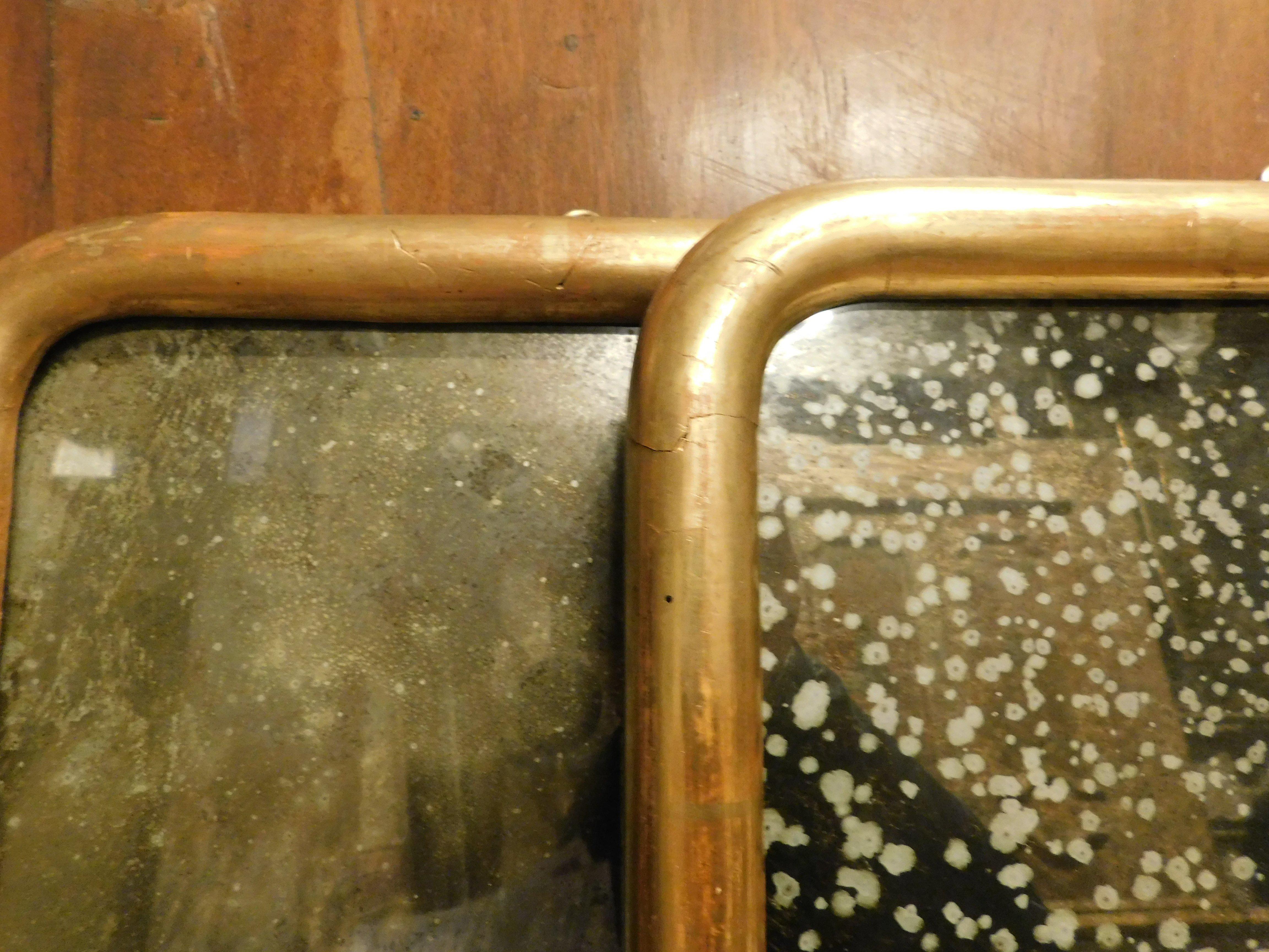 Poplar Pair of simple gilded wooden mirrors, Italy For Sale