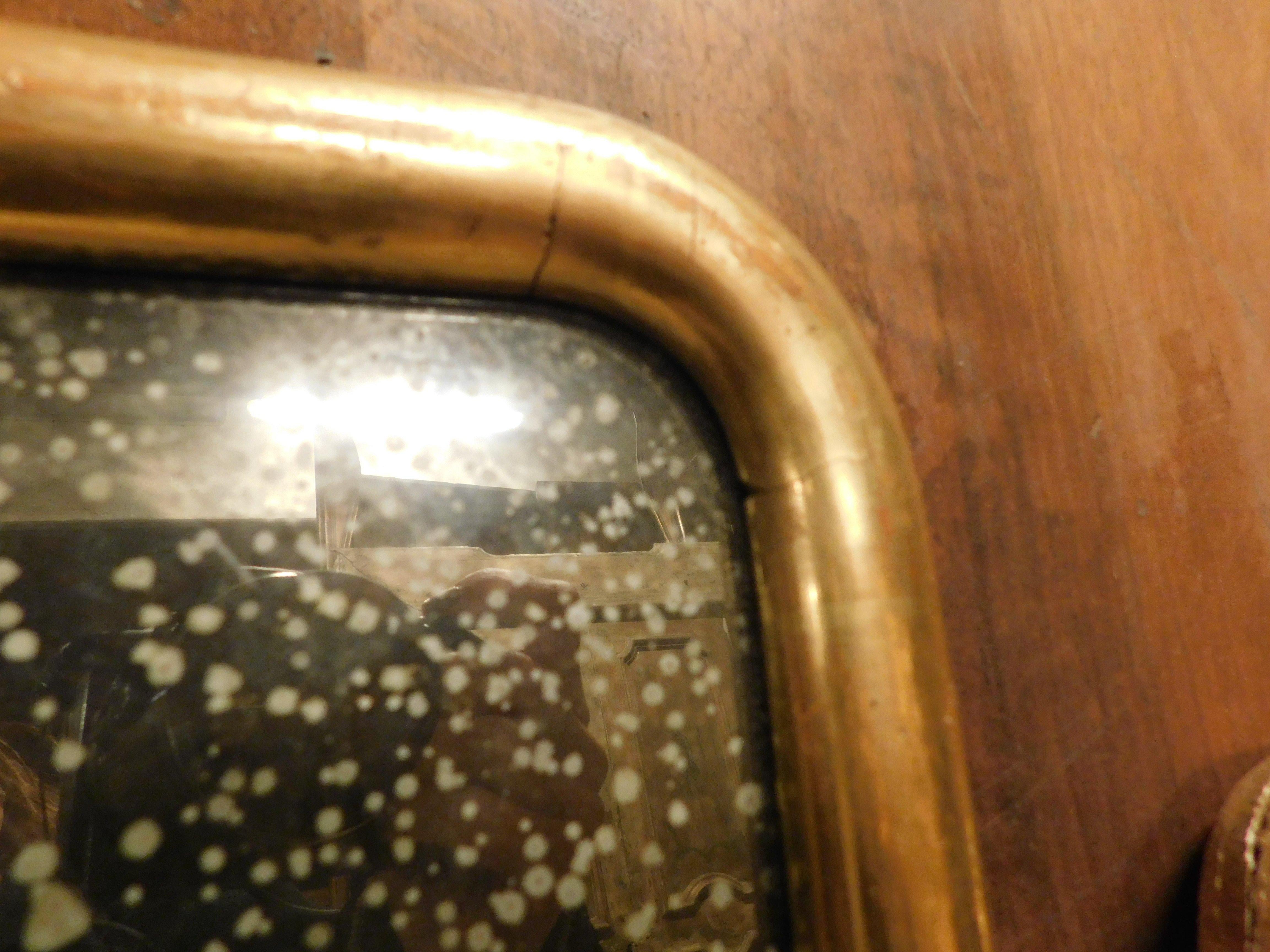 Pair of simple gilded wooden mirrors, Italy For Sale 1