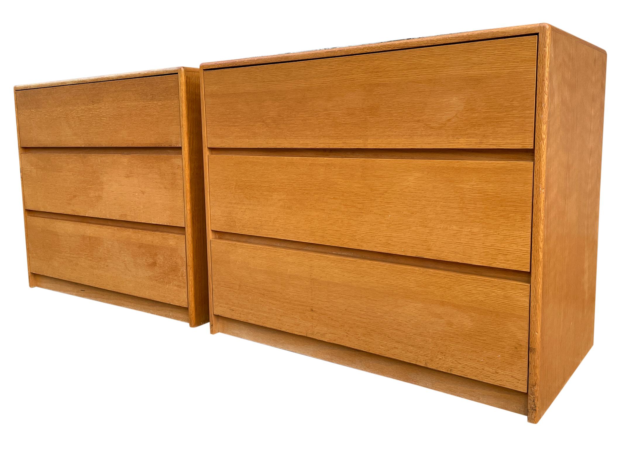 American Pair of Simple Mid-Century Modern white oak 3 Drawer Dressers