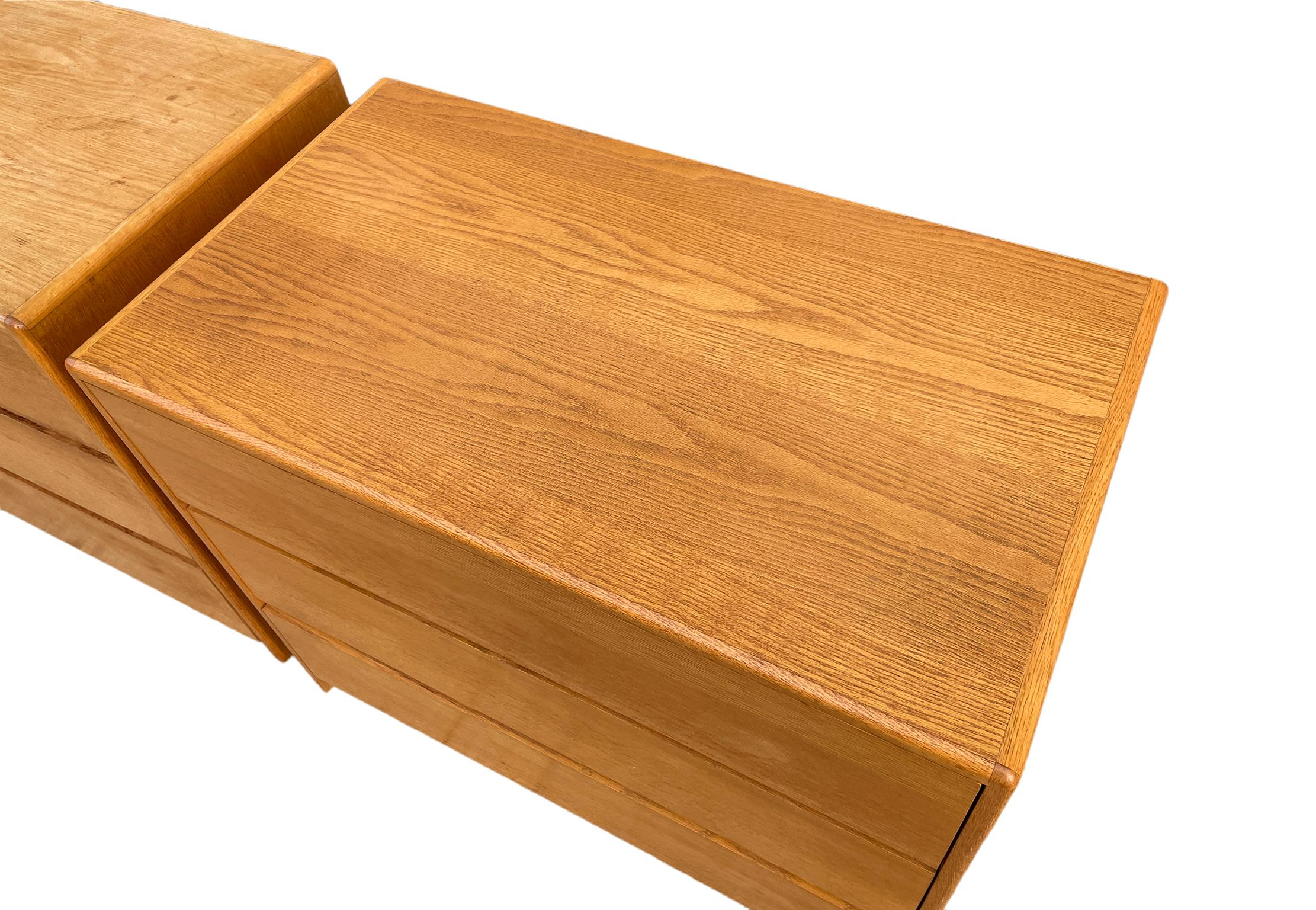 Woodwork Pair of Simple Mid-Century Modern white oak 3 Drawer Dressers