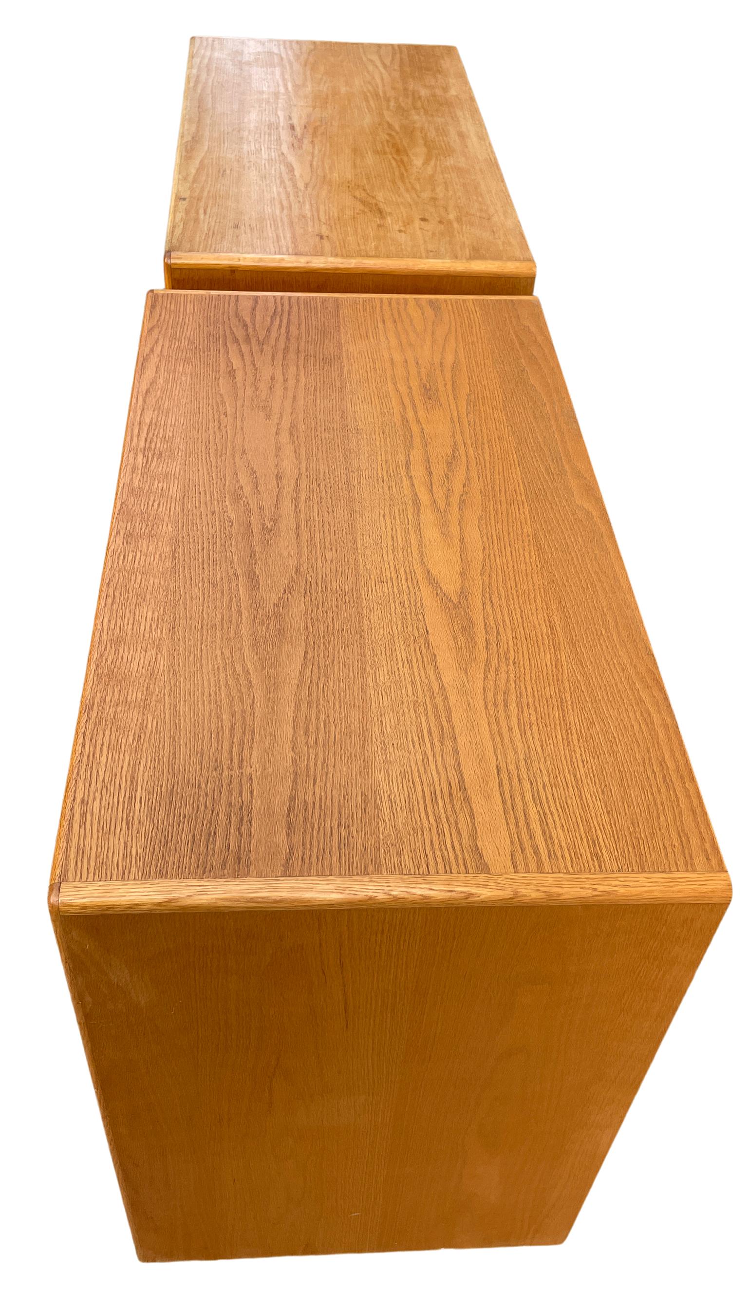 Oak Pair of Simple Mid-Century Modern white oak 3 Drawer Dressers
