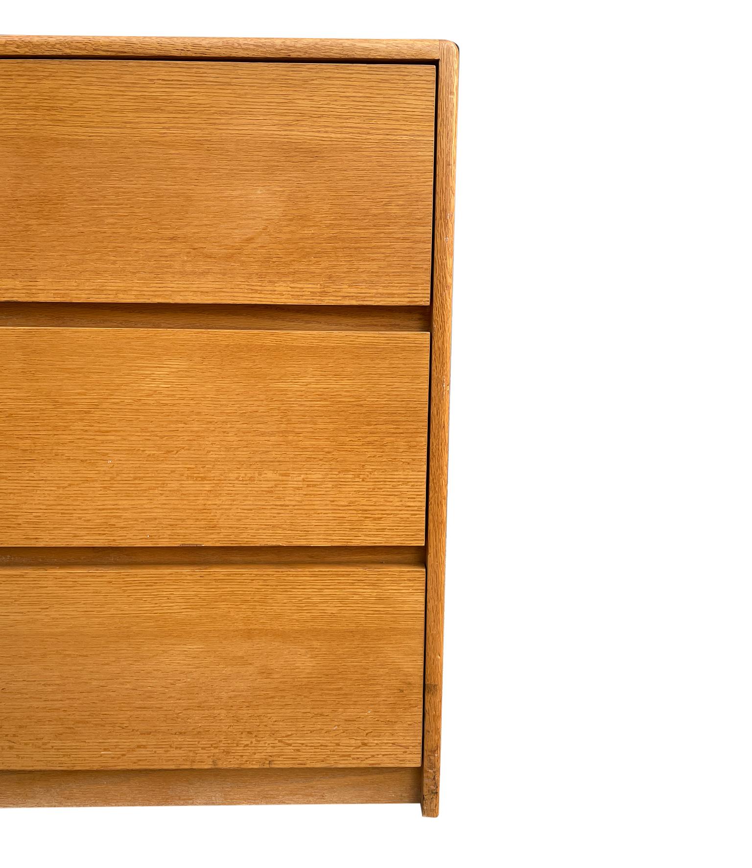 Pair of Simple Mid-Century Modern white oak 3 Drawer Dressers 1