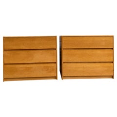Pair of Simple Mid-Century Modern white oak 3 Drawer Dressers