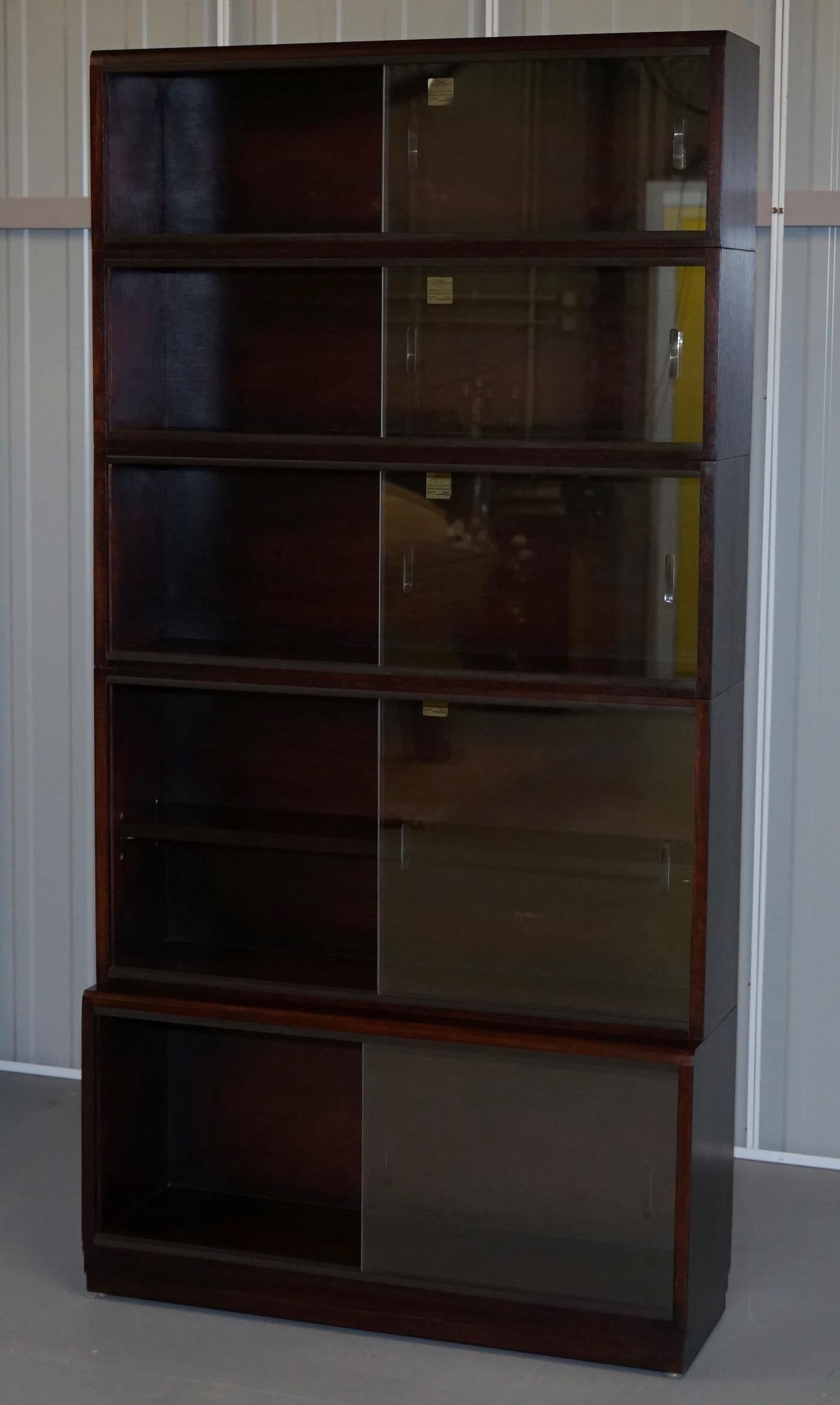 Pair of Simplex Dark Mahogany Sliding Glass Door Modular Legal Library Bookcases 1