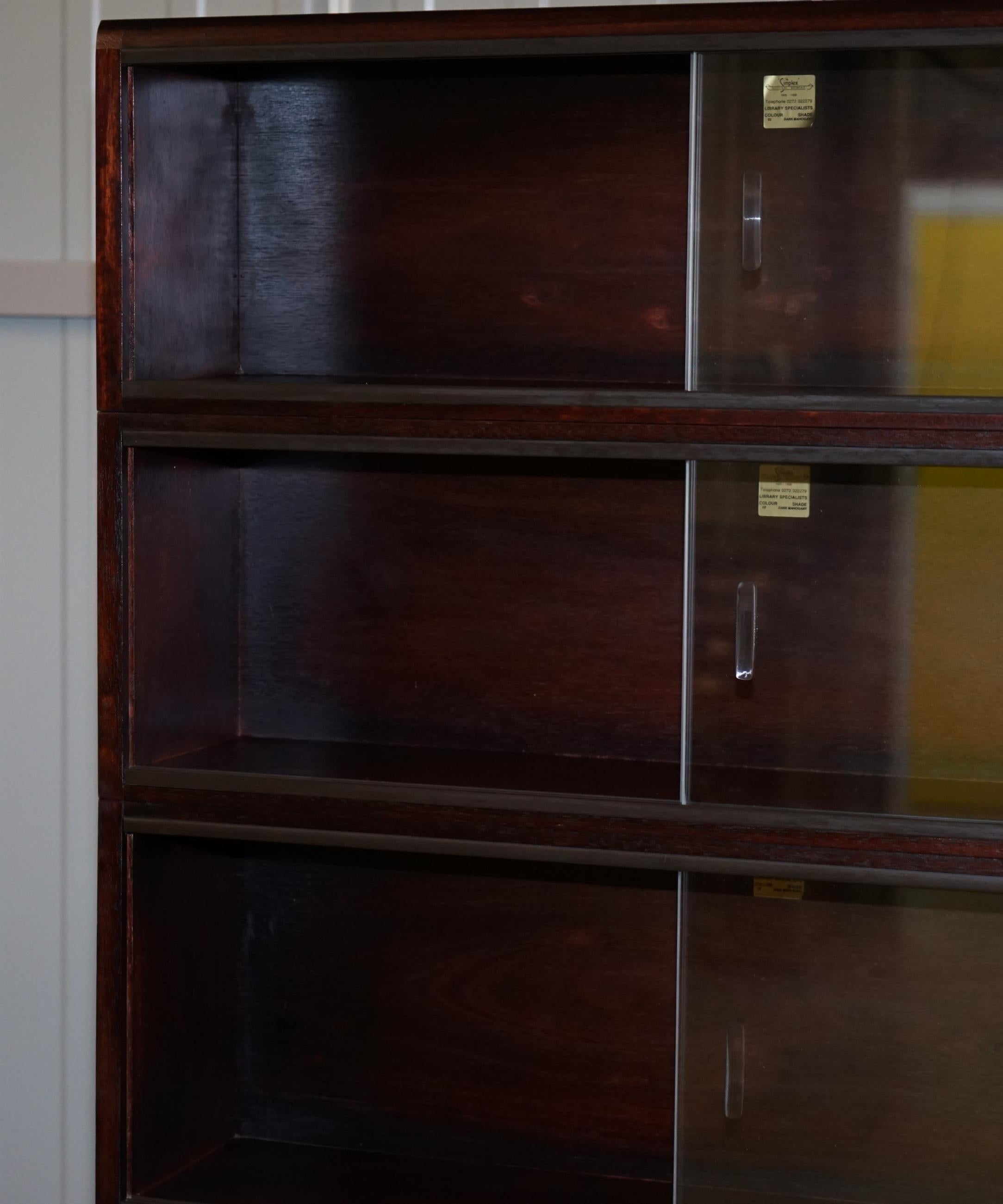 Pair of Simplex Dark Mahogany Sliding Glass Door Modular Legal Library Bookcases 2