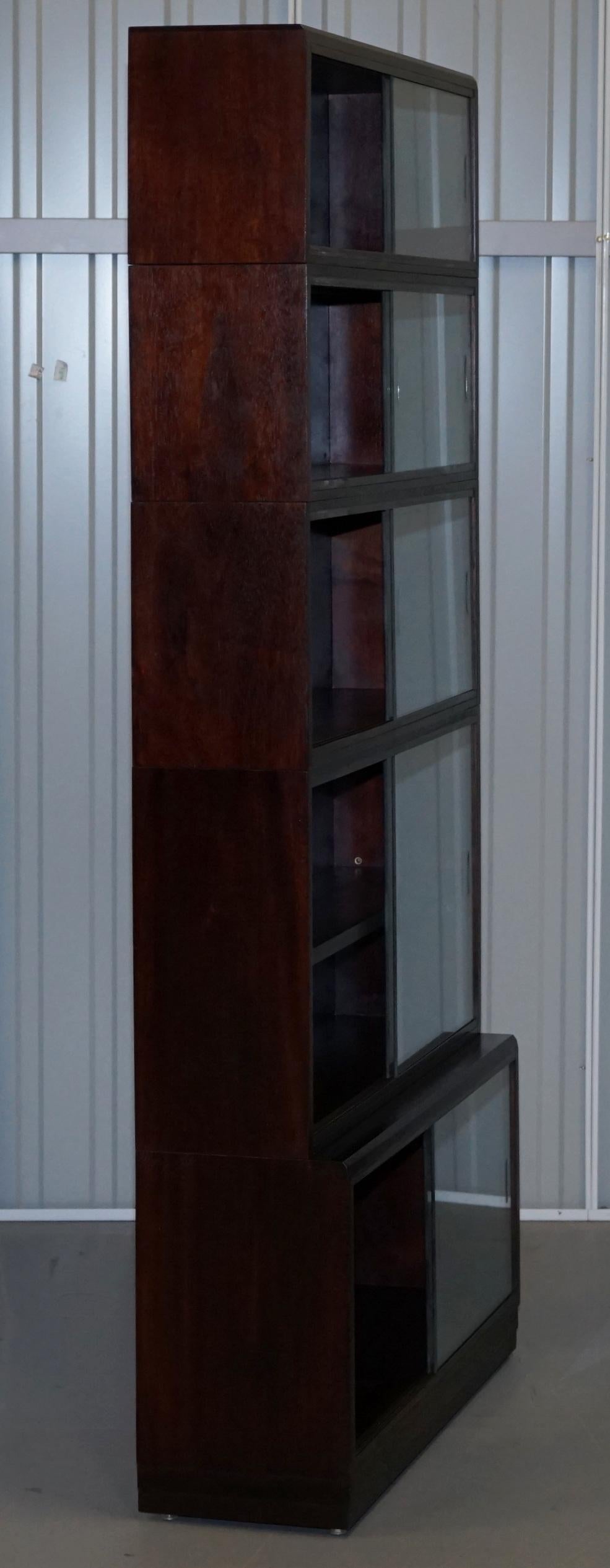 Pair of Simplex Dark Mahogany Sliding Glass Door Modular Legal Library Bookcases 5