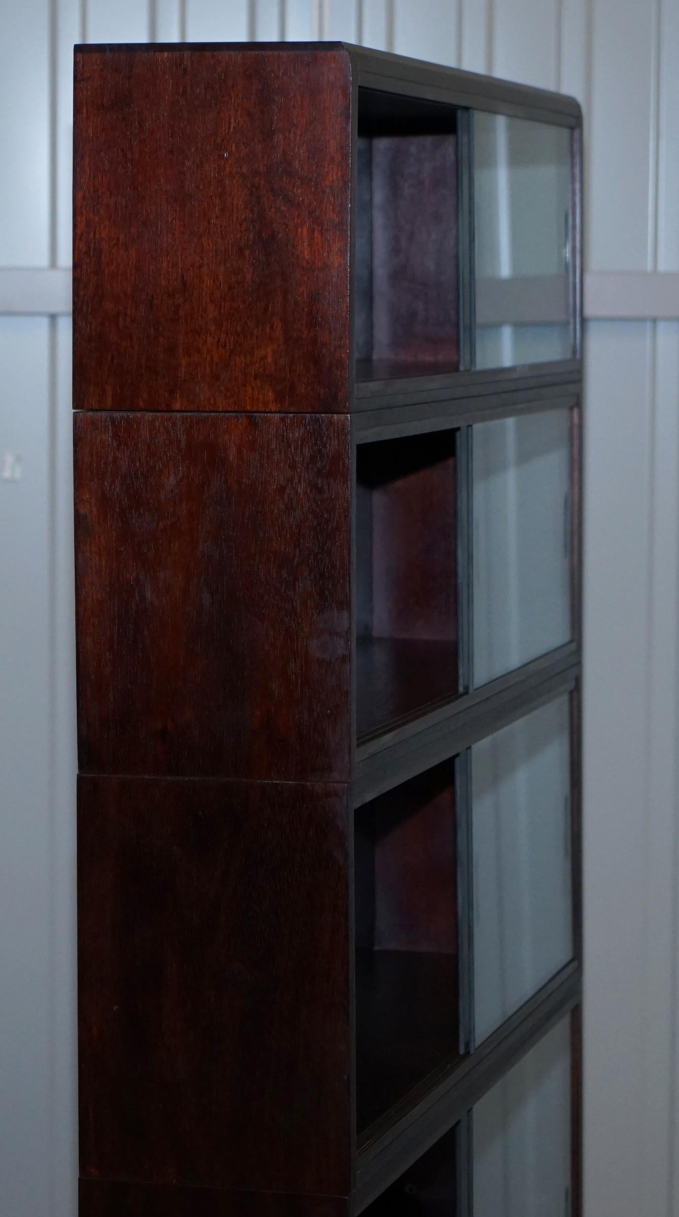 Pair of Simplex Dark Mahogany Sliding Glass Door Modular Legal Library Bookcases 6