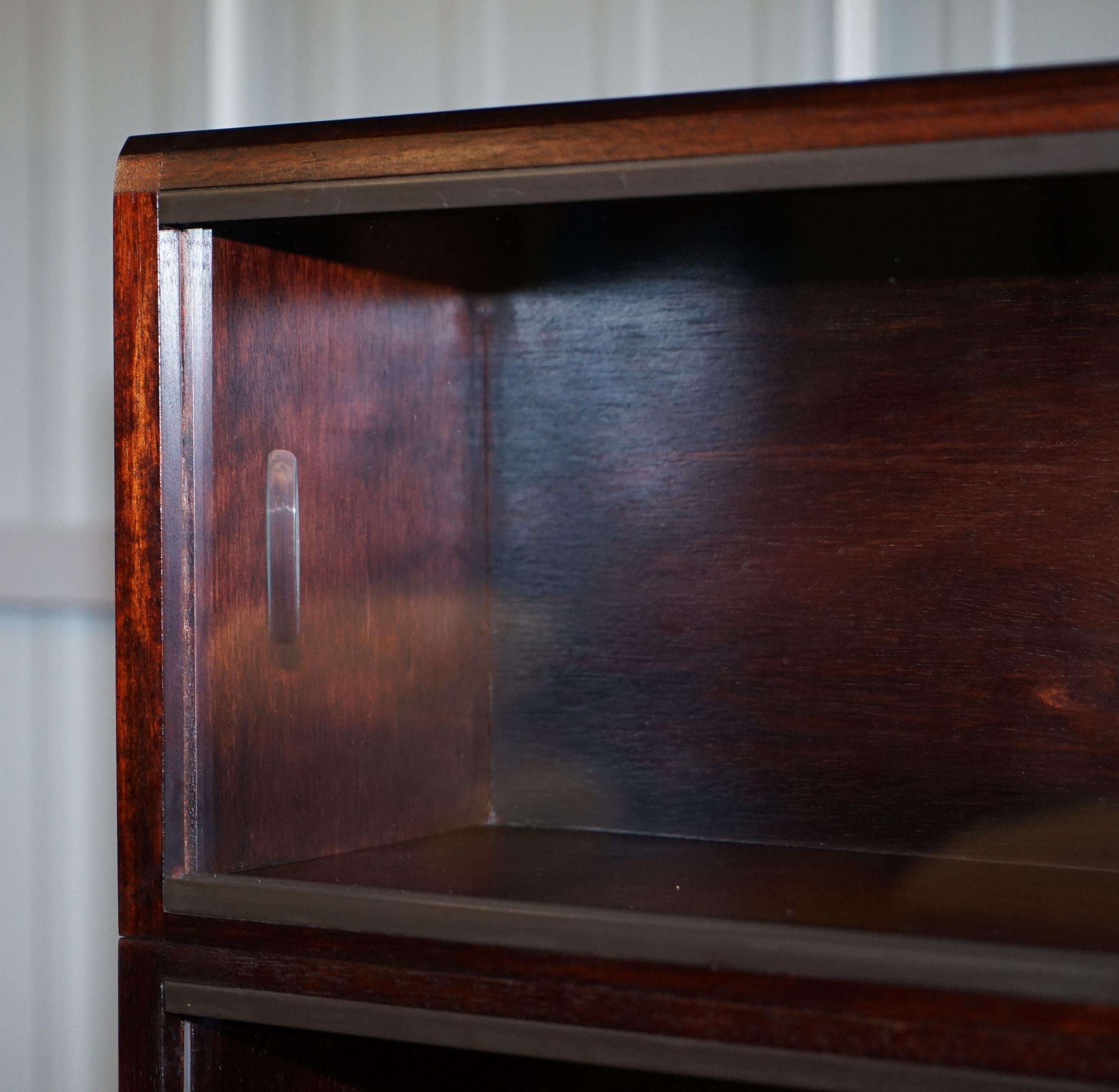 20th Century Pair of Simplex Dark Mahogany Sliding Glass Door Modular Legal Library Bookcases